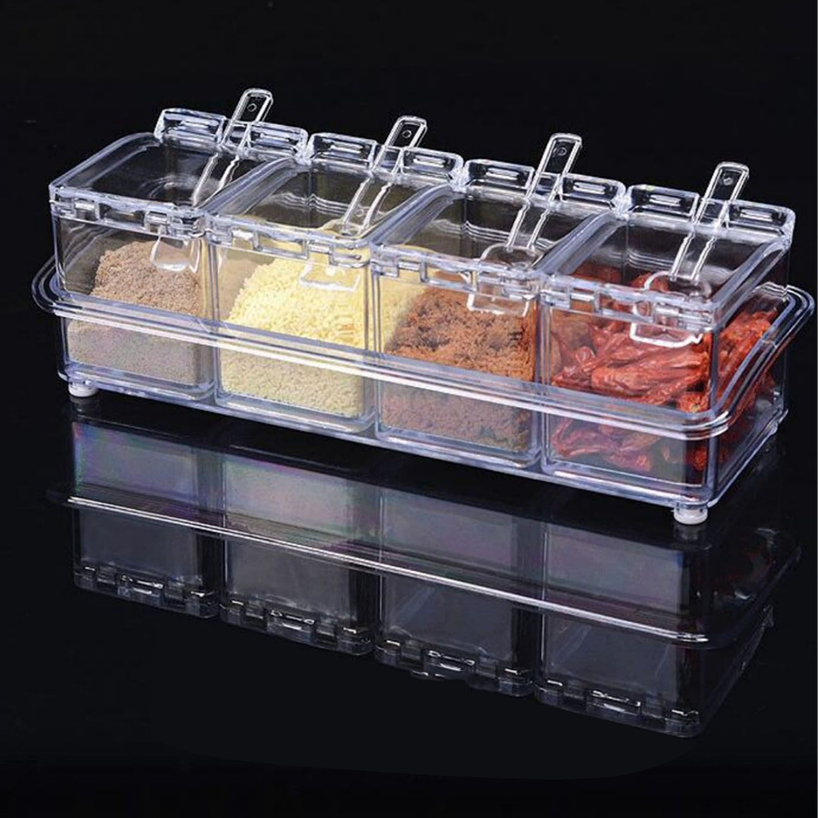 Kitchen Seasoning Jar Set Acrylic Condiment Storage Box Transparent Salt Sugar view 4