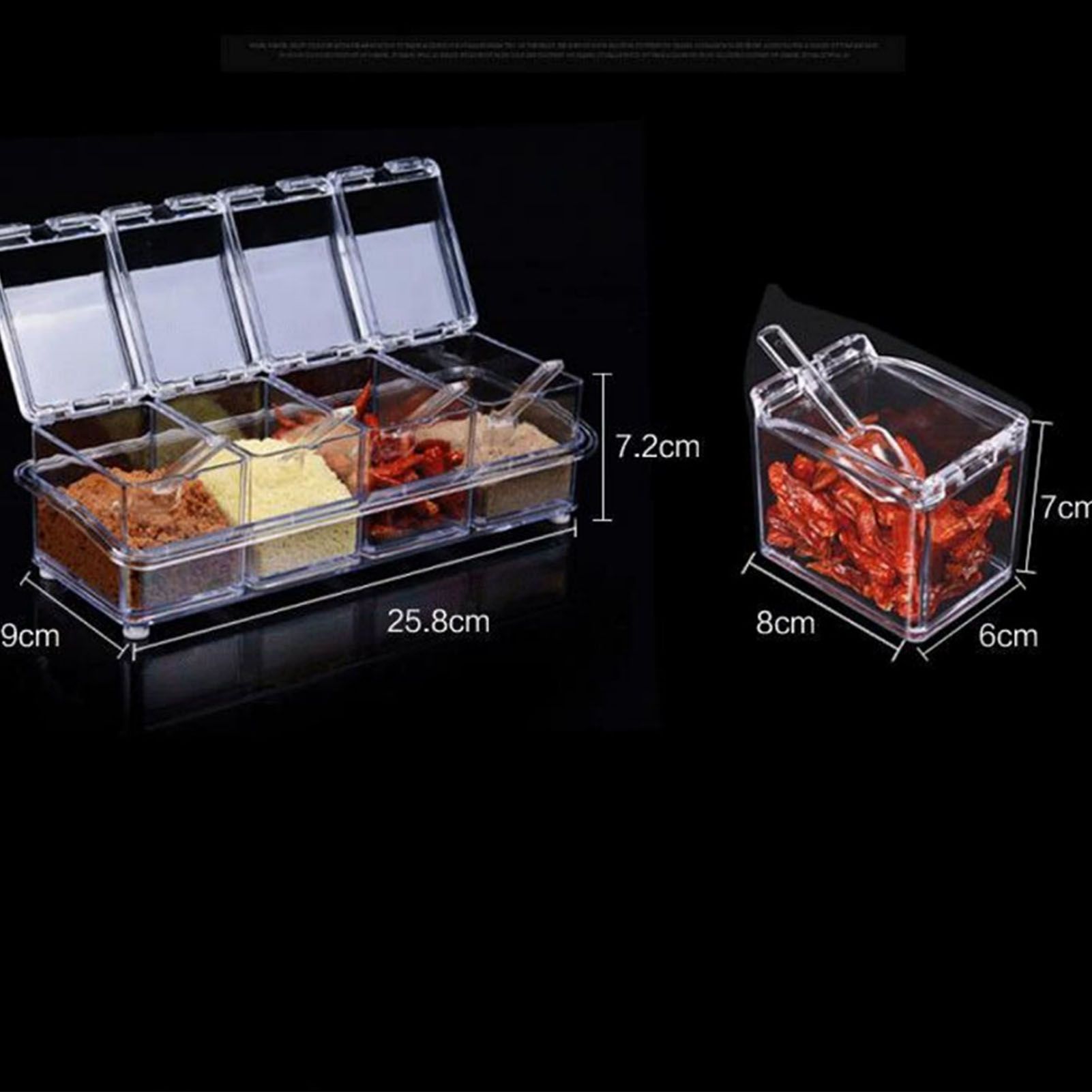 Kitchen Seasoning Jar Set Acrylic Condiment Storage Box Transparent Salt Sugar view 5