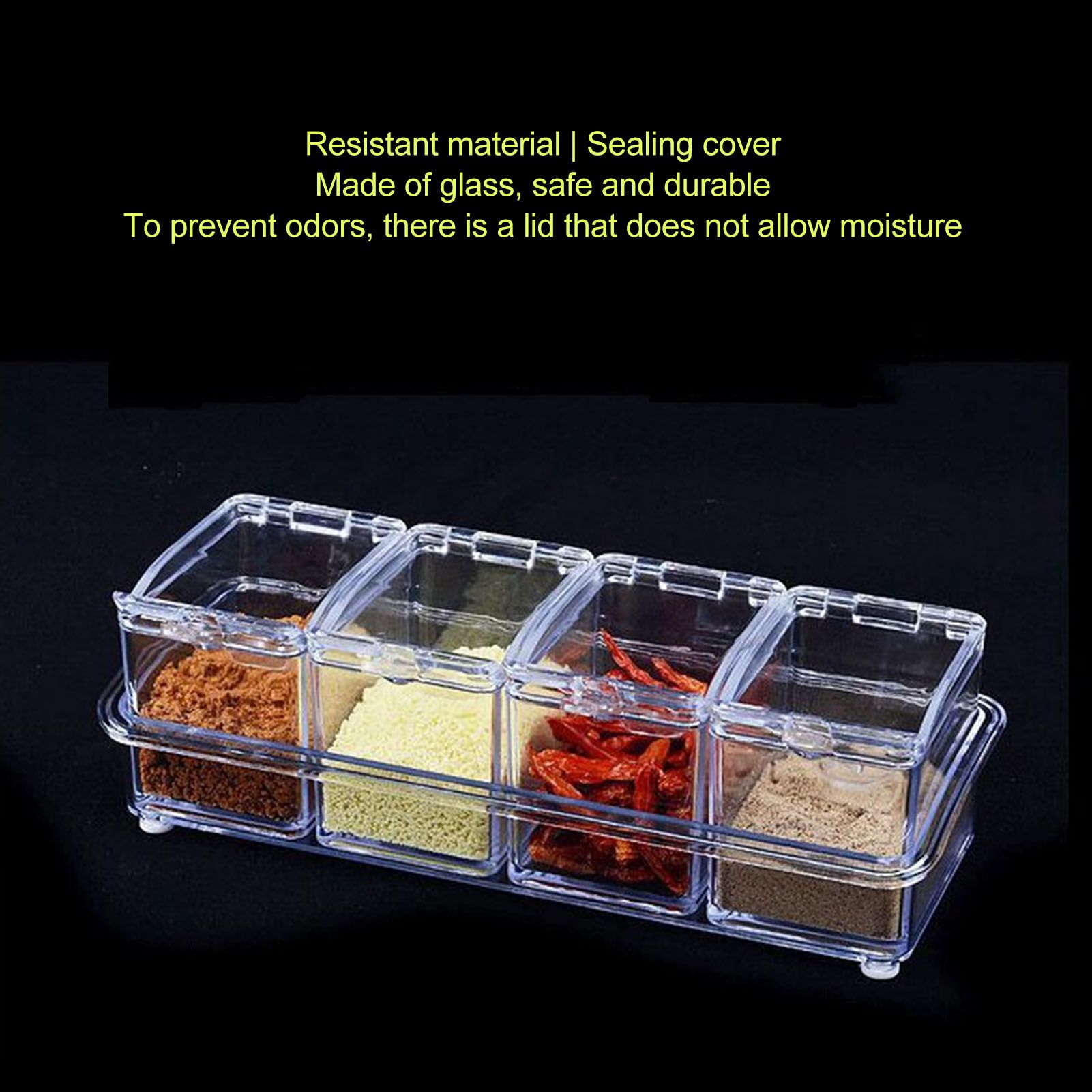 Kitchen Seasoning Jar Set Acrylic Condiment Storage Box Transparent Salt Sugar view 9