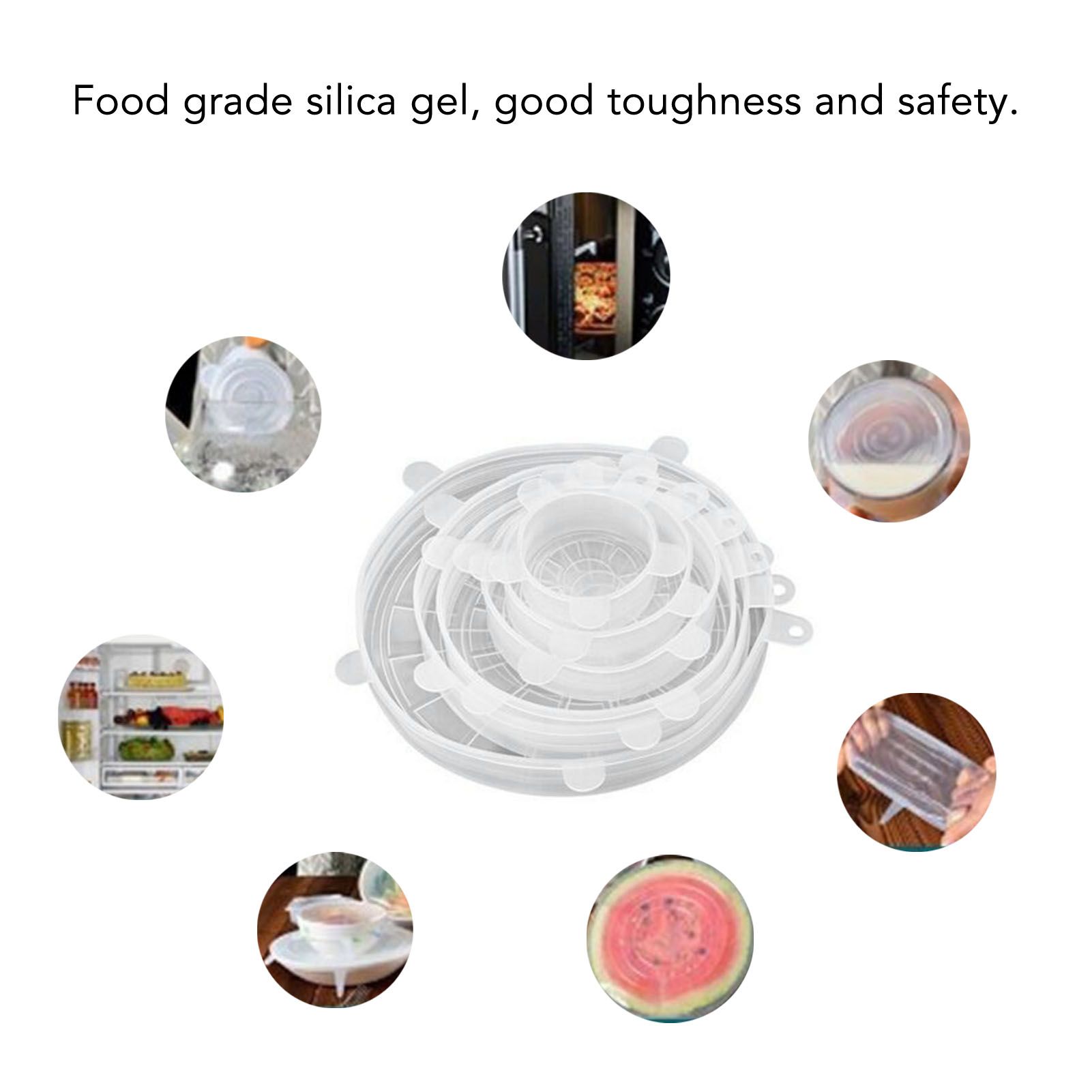 6 Pcs Silicone Stretch Lids High Temperature Resistance Round Reusable view 4