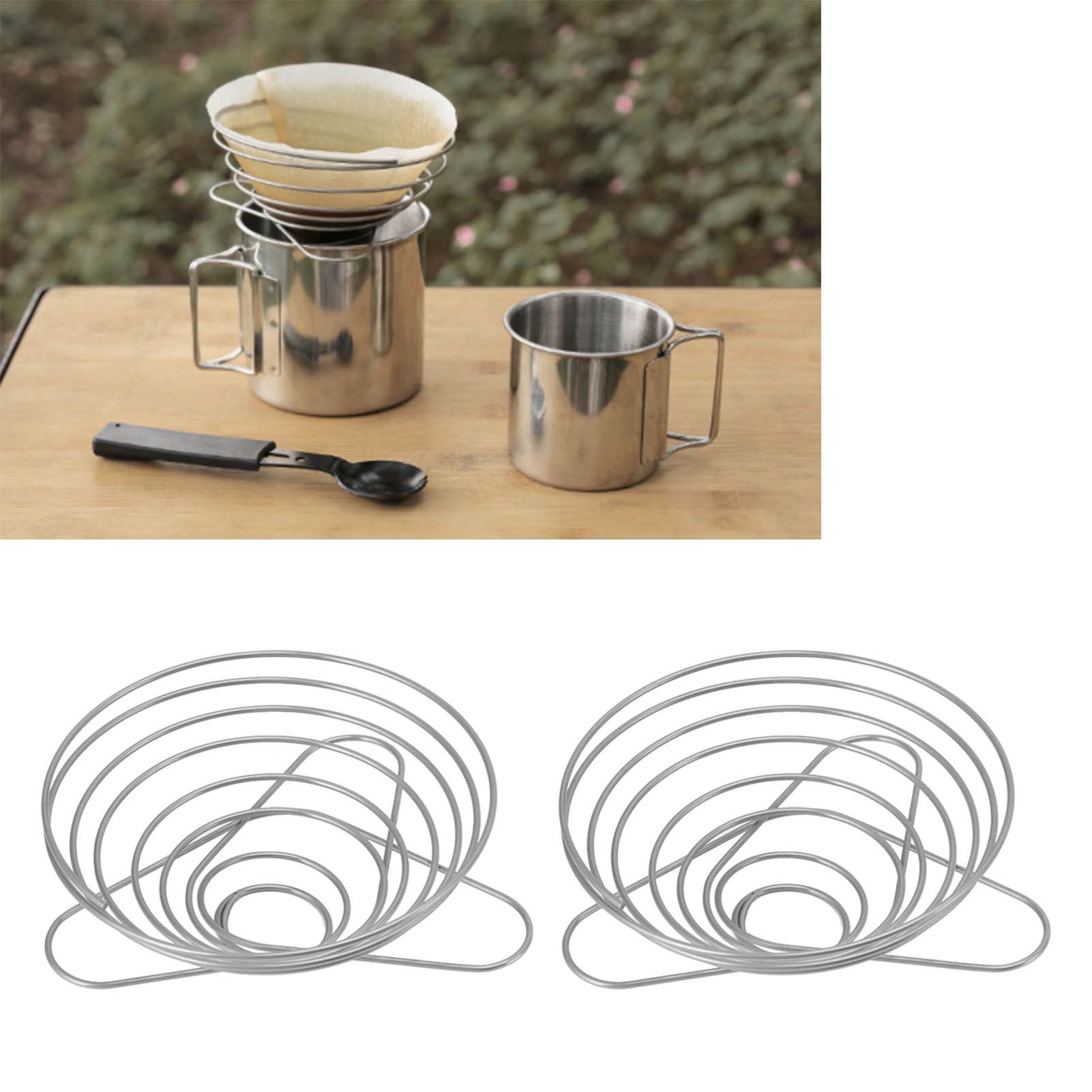 Foldable Coffee Filter Cup Stainless Steel Coffee Filter Holder Outdoor view 11