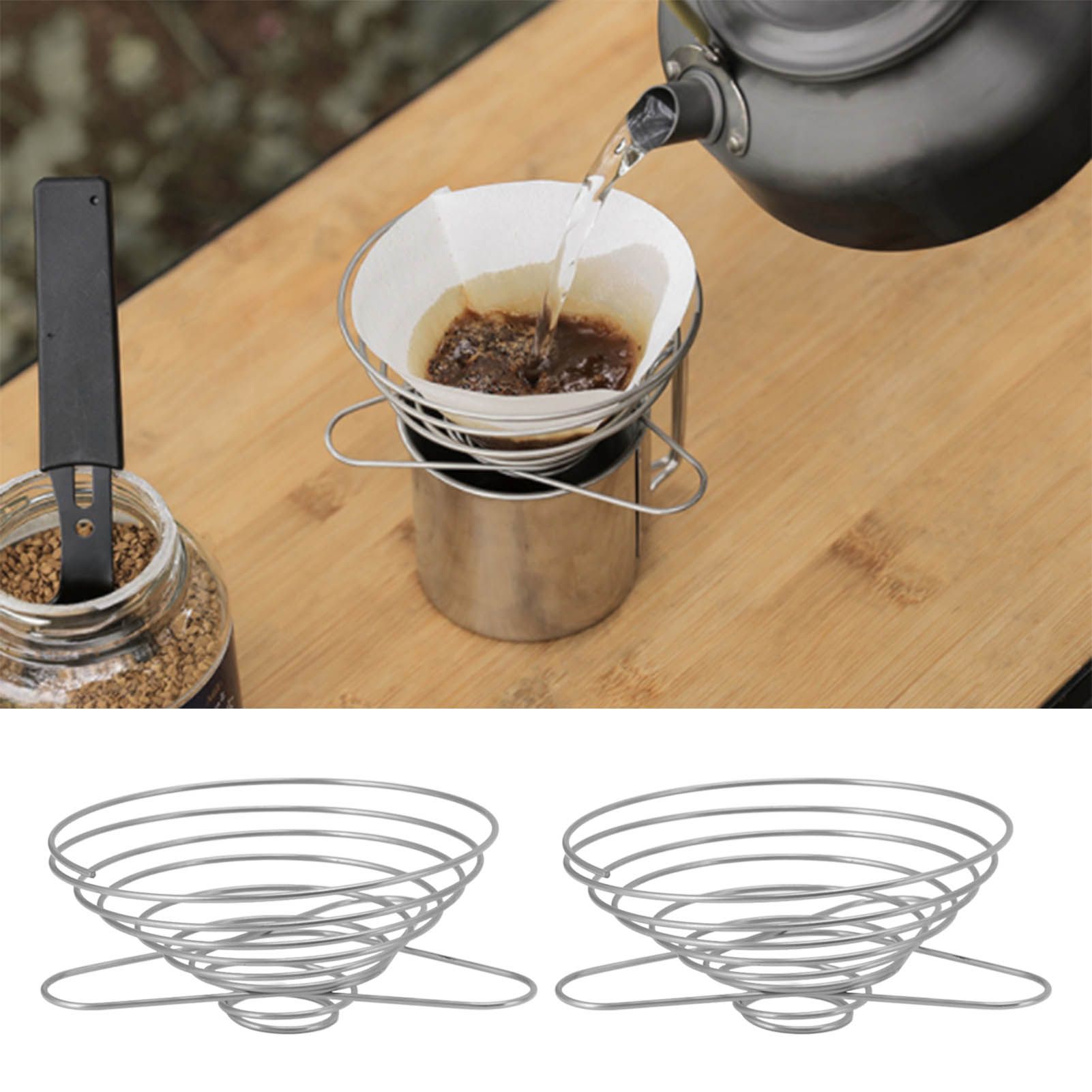 Foldable Coffee Filter Cup Stainless Steel Coffee Filter Holder Outdoor view 12