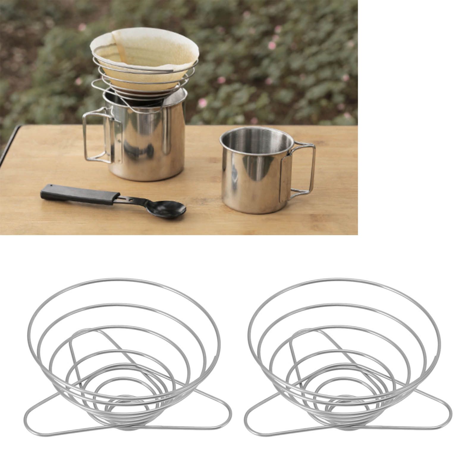 Foldable Coffee Filter Cup Stainless Steel Coffee Filter Holder Outdoor view 11