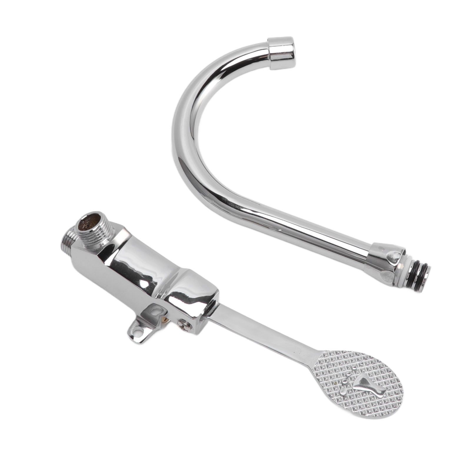 Foot Pedal Faucet Set Stainless Steel Hands Free Silver Touchless Floor Mount view 2