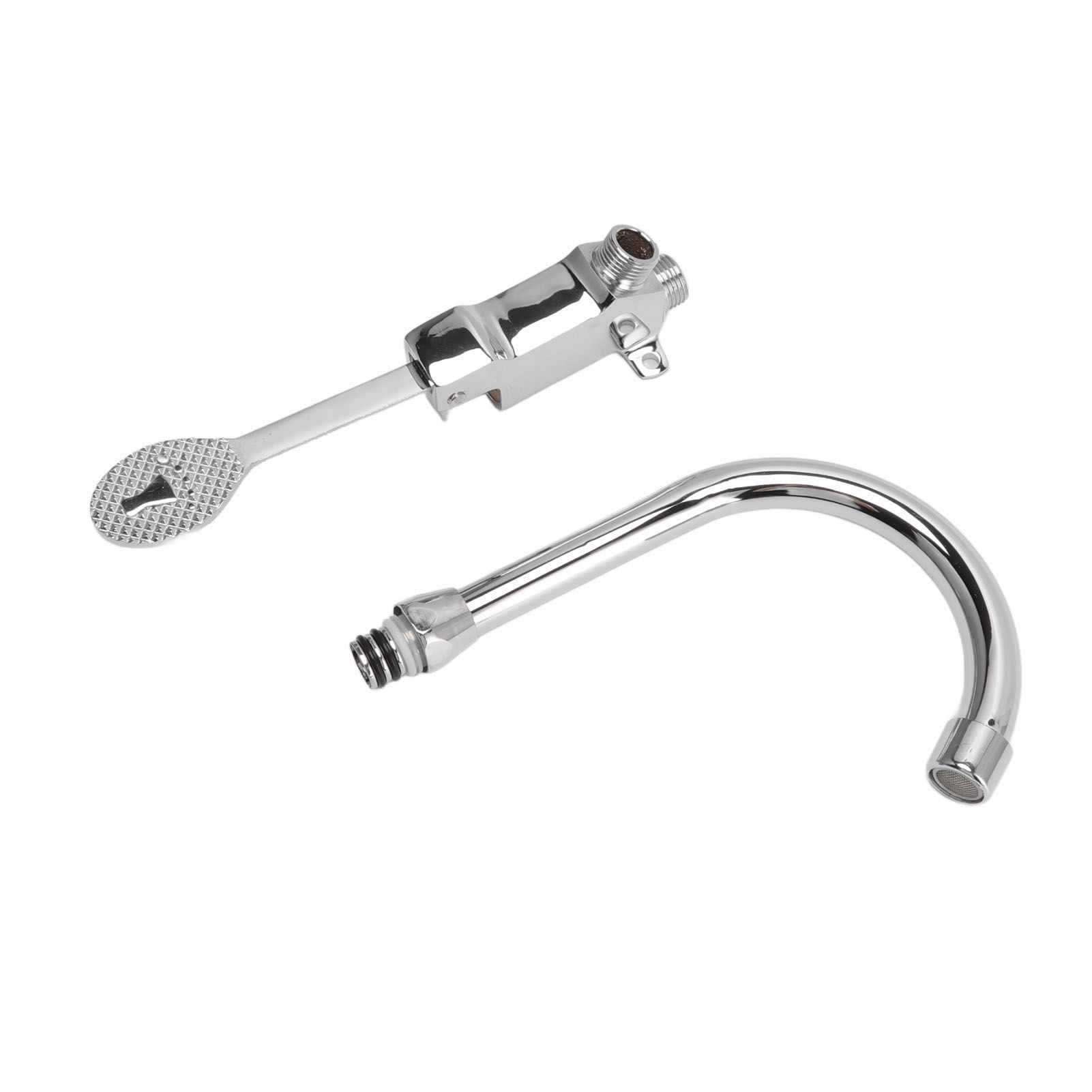 Foot Pedal Faucet Set Stainless Steel Hands Free Silver Touchless Floor Mount view 4