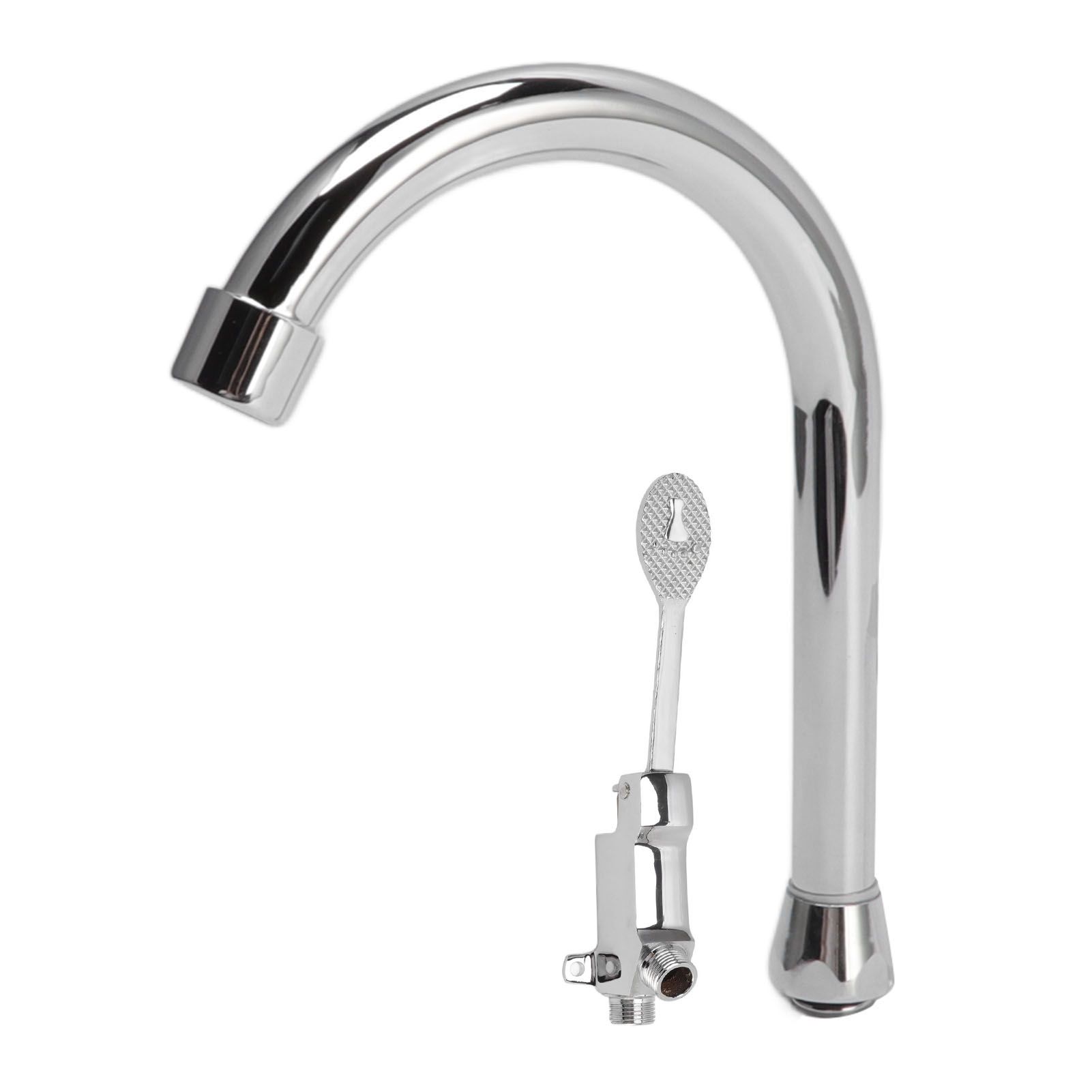Foot Pedal Faucet Set Stainless Steel Hands Free Silver Touchless Floor Mount view 5