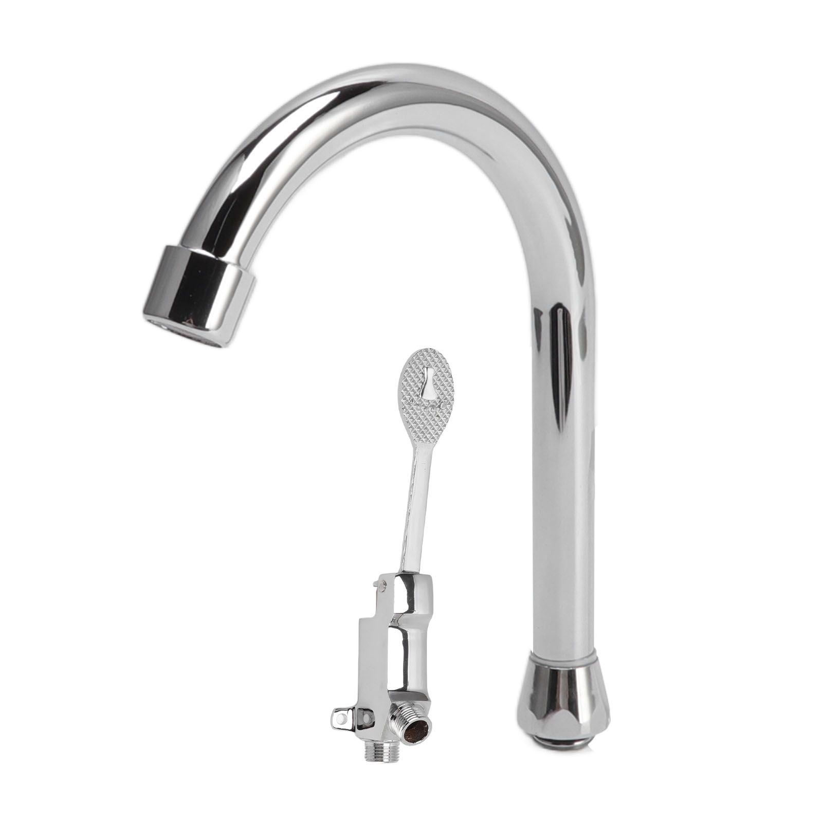 Foot Pedal Faucet Set Stainless Steel Hands Free Silver Touchless Floor Mount view 6
