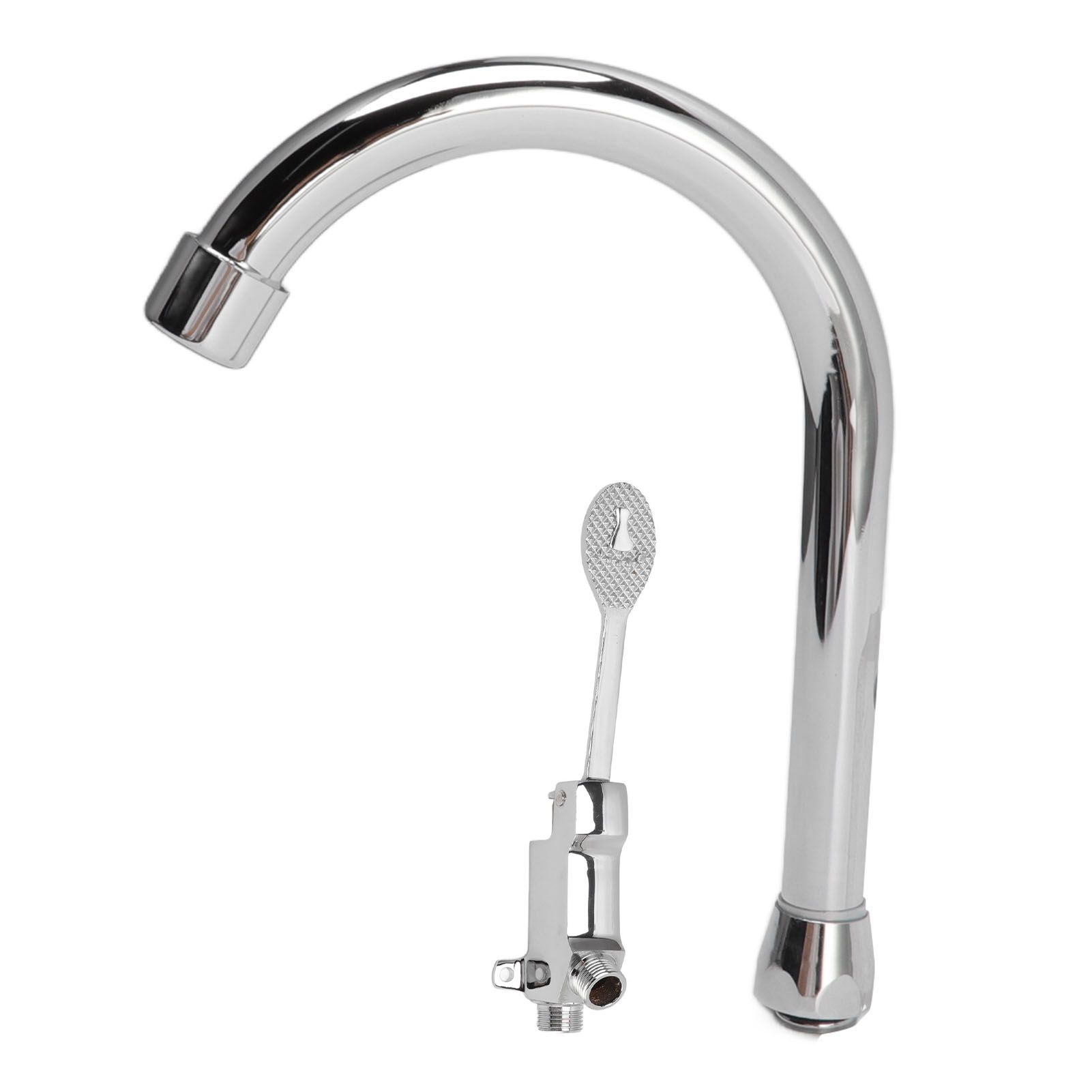Foot Pedal Faucet Set Stainless Steel Hands Free Silver Touchless Floor Mount view 7