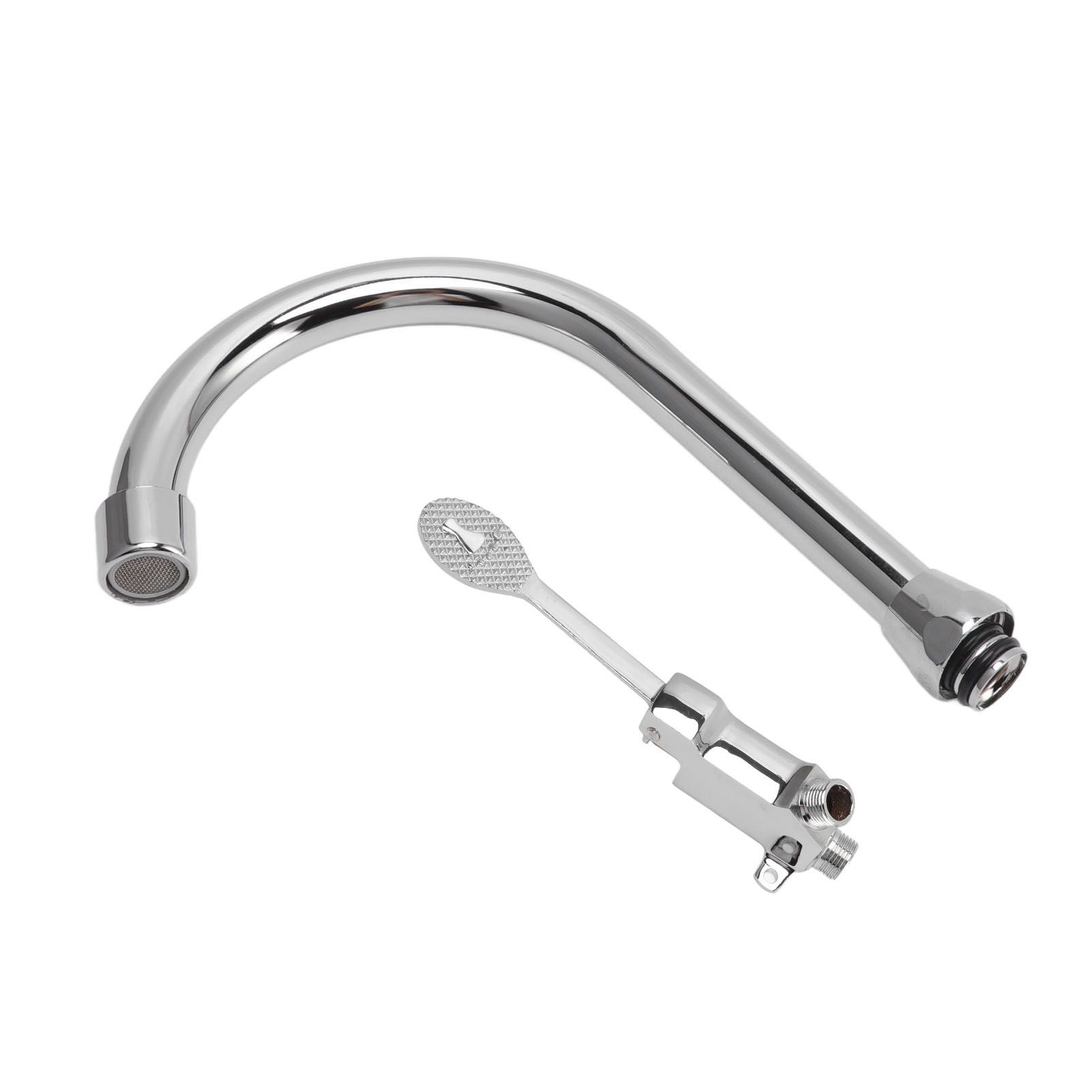 Foot Pedal Faucet Set Stainless Steel Hands Free Silver Touchless Floor Mount view 8