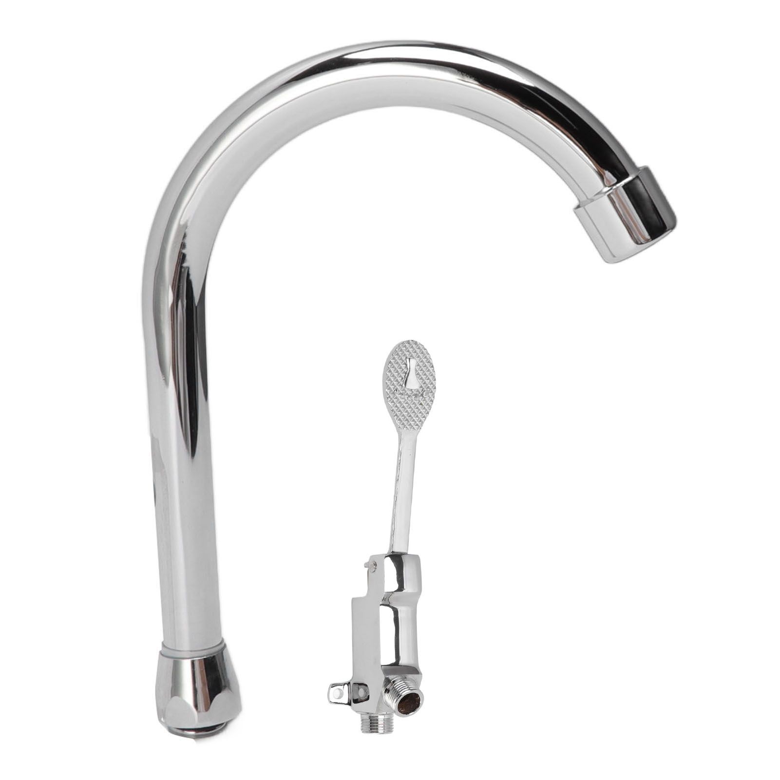 Foot Pedal Faucet Set Stainless Steel Hands Free Silver Touchless Floor Mount view 10