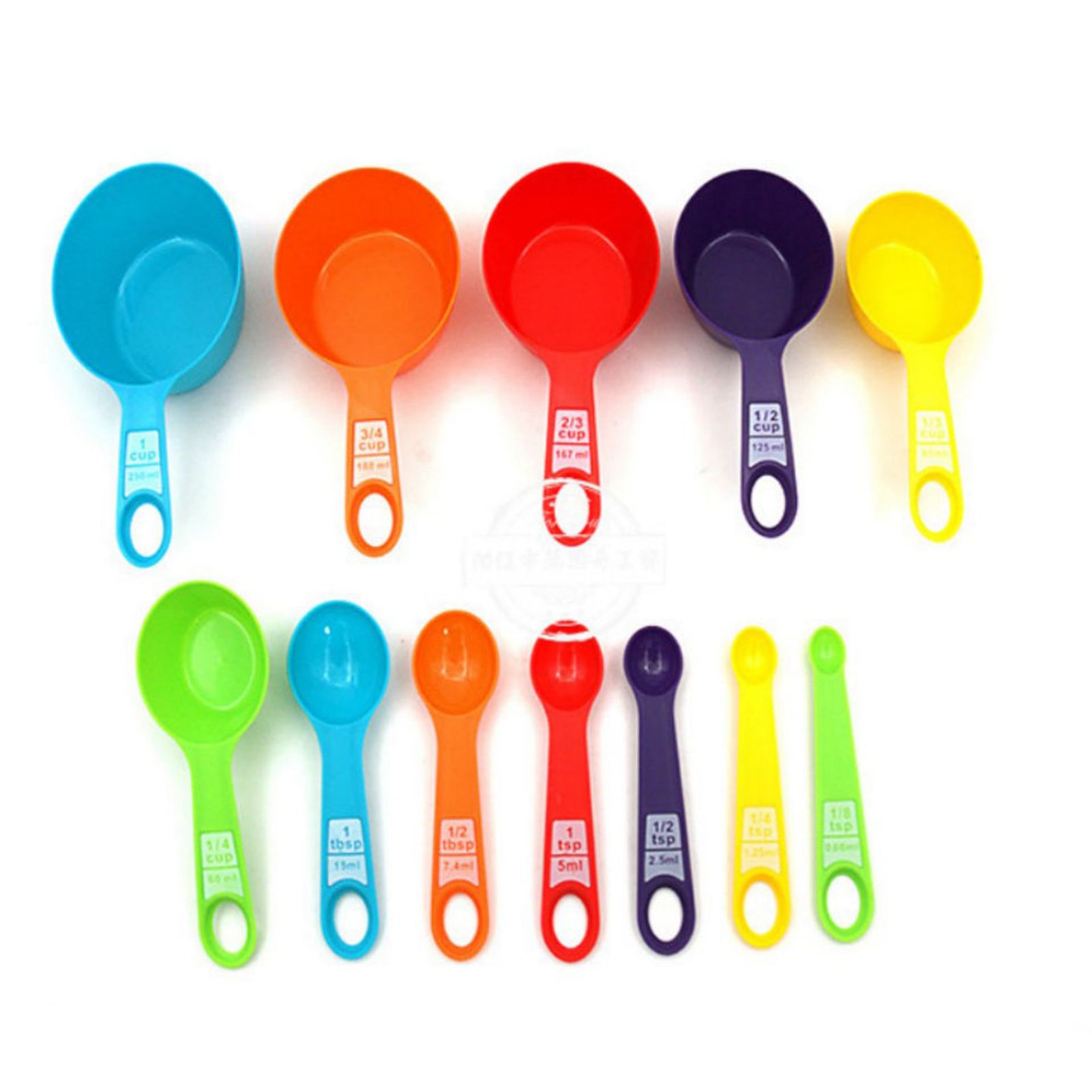12Pcs Colorful Measure Cups and Spoons Set Safe Healthy Easy Storage DIY