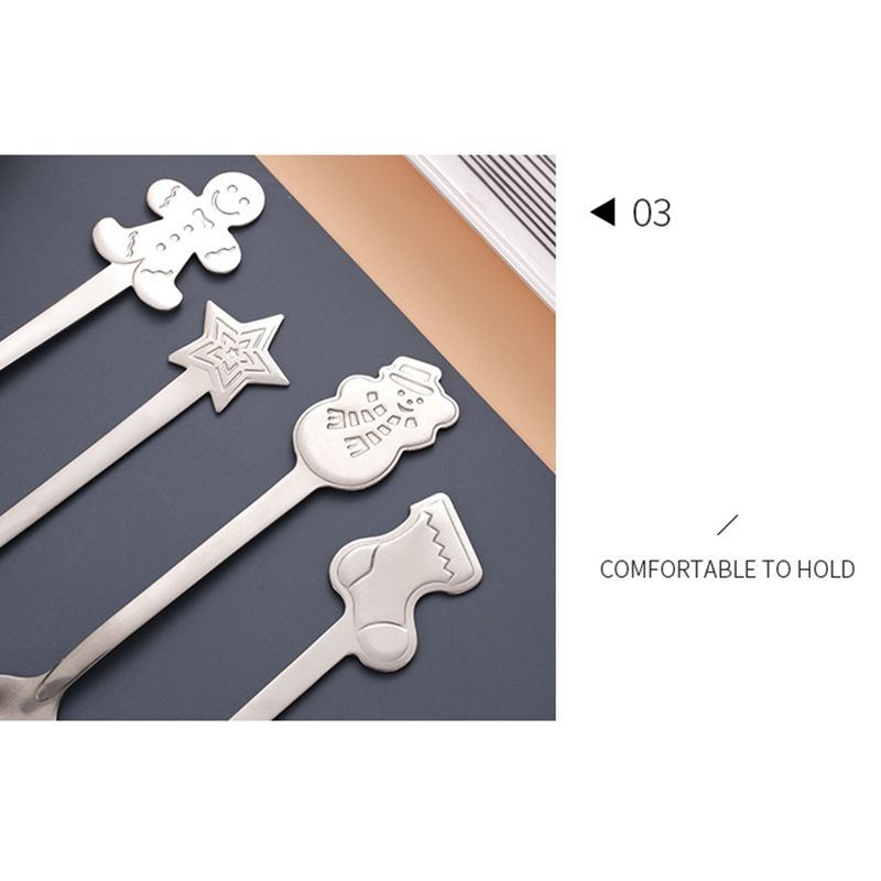 Coffee Spoon Set Stainless Steel Dessert Cake Spoon for Christmas Gifts Family view 3