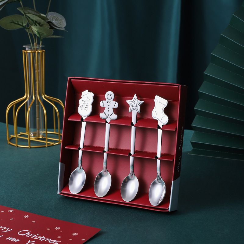 Coffee Spoon Set Stainless Steel Dessert Cake Spoon for Christmas Gifts Family view 4