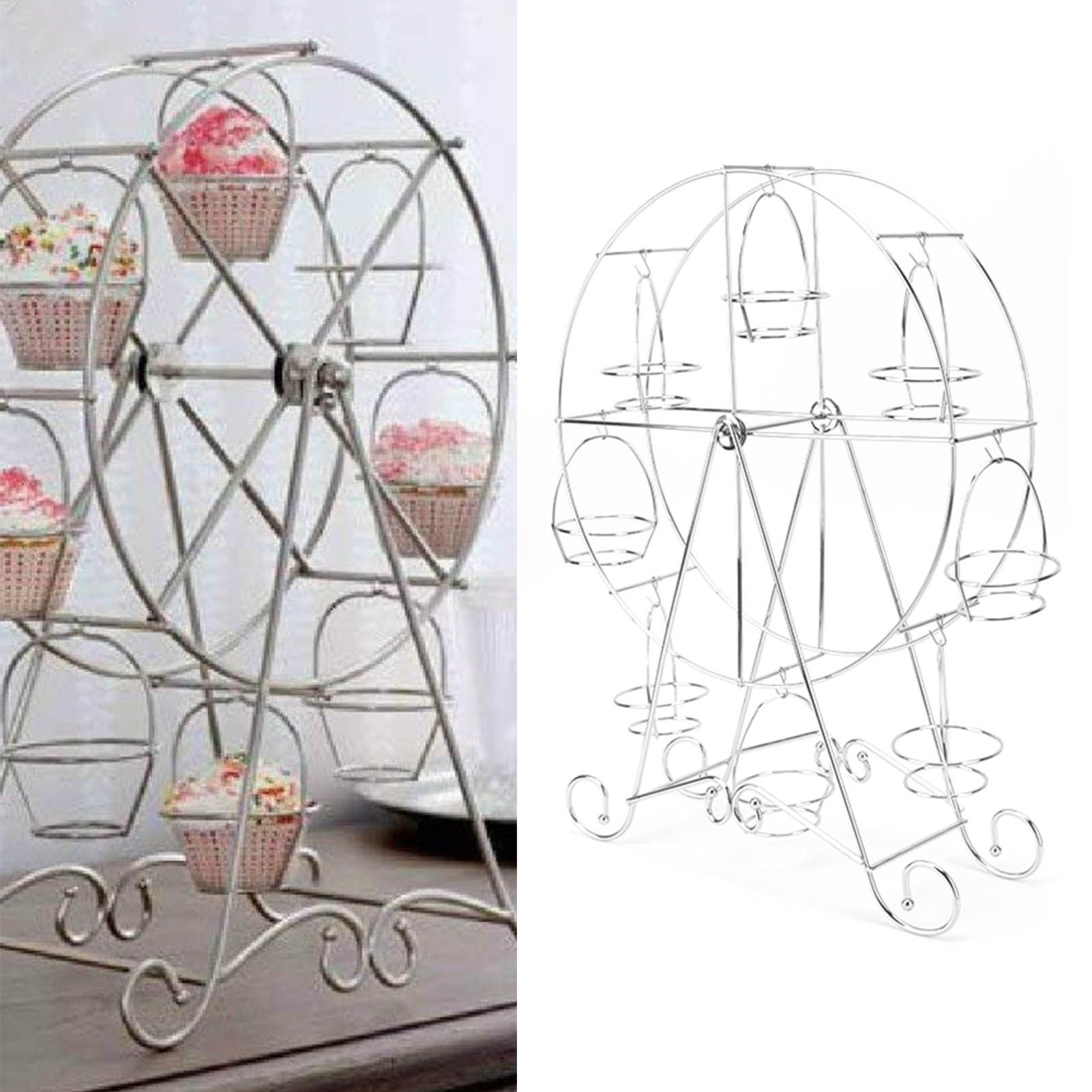 Cupcake Display Rack Iron Rotatable Eight Cupcakes Wheel Cupcake Stand for DIY view 12