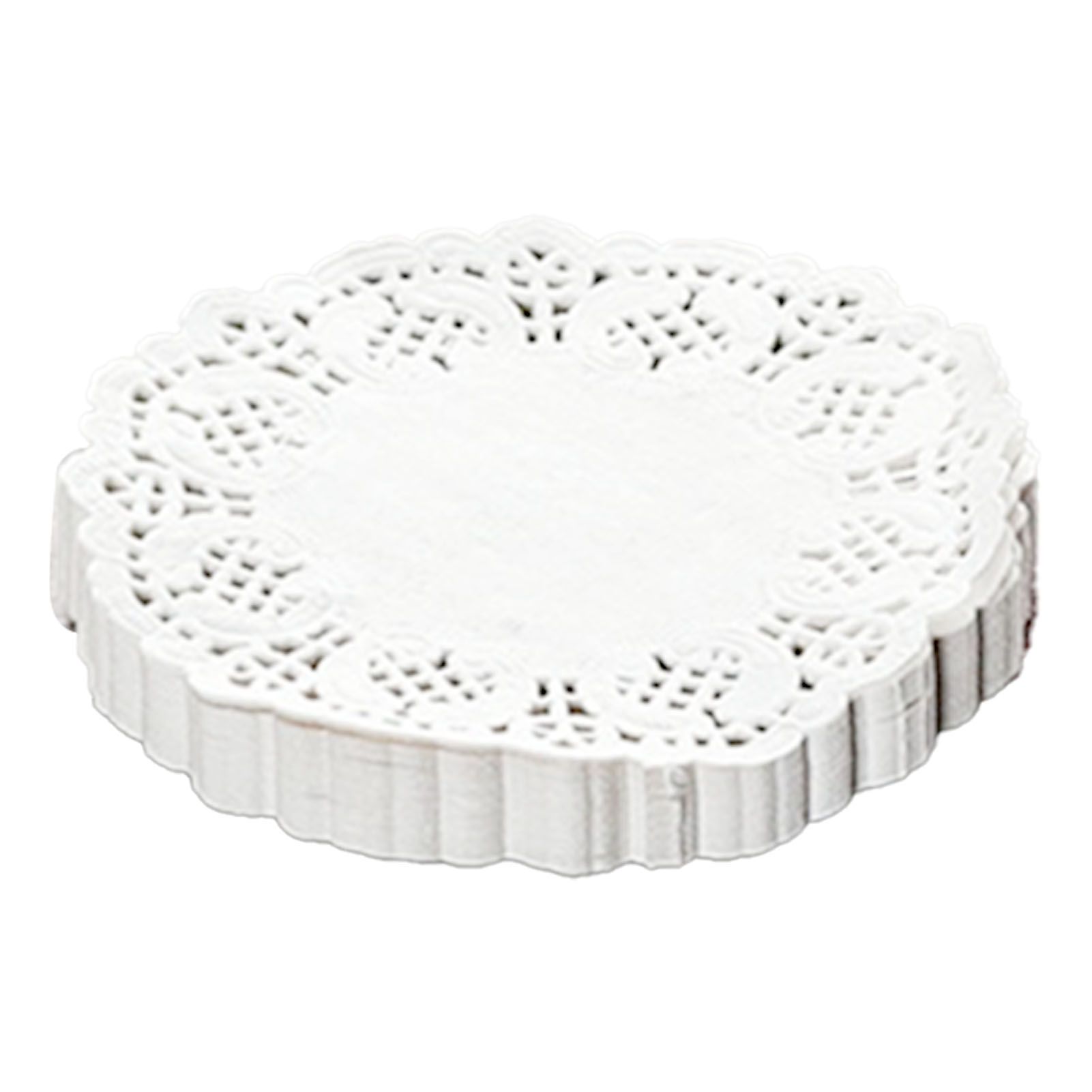 150pcs White Lace Round Paper Doilies Disposable Hollow Flower Oil Absorbing