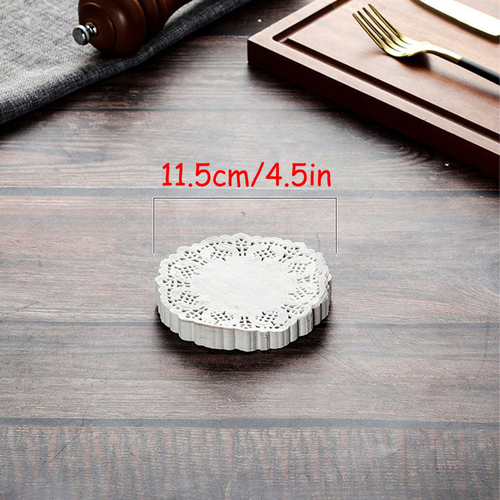 150pcs White Lace Round Paper Doilies Disposable Hollow Flower Oil Absorbing view 6