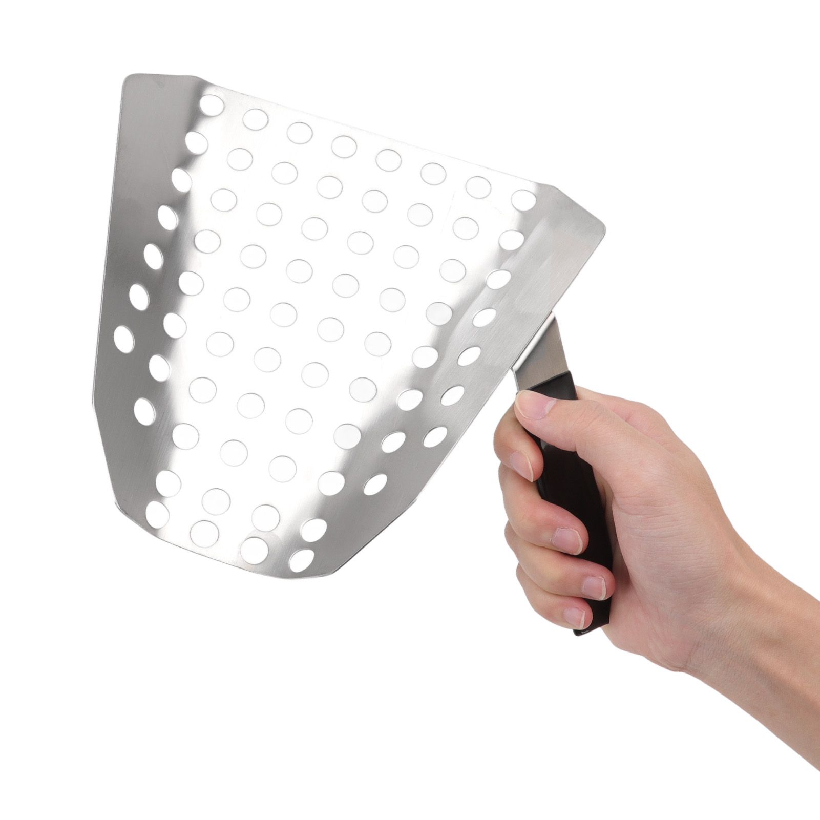 Popcorn Scoop Ergonomic Single Handle Stainless Steel Fries Scooper with Holes view 10