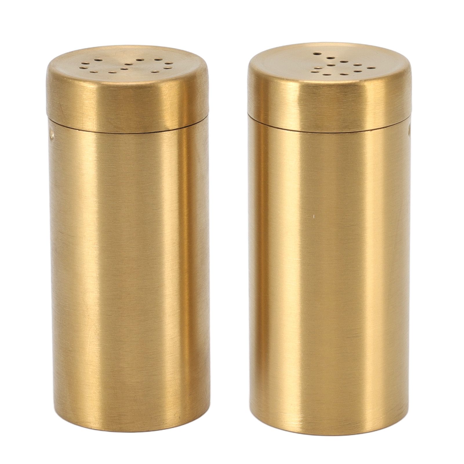 2Pcs Gold Spice Jar Stainless Steel Rustproof Screw Open Top Seasoning Shaker