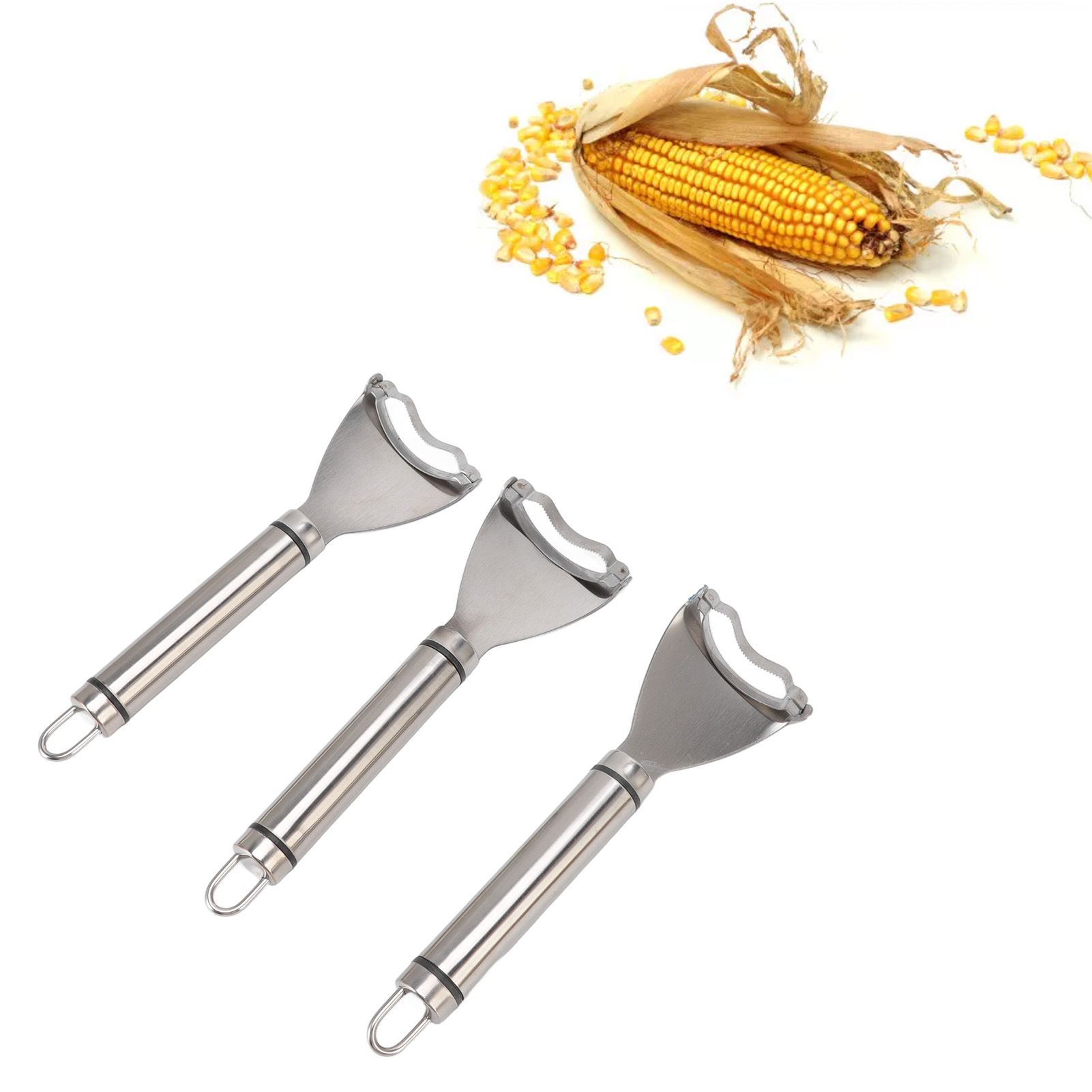 3pcs Stainless Steel Corn Cutter Peeler Safe Quick Clean Comfortable Grip Corn view 11