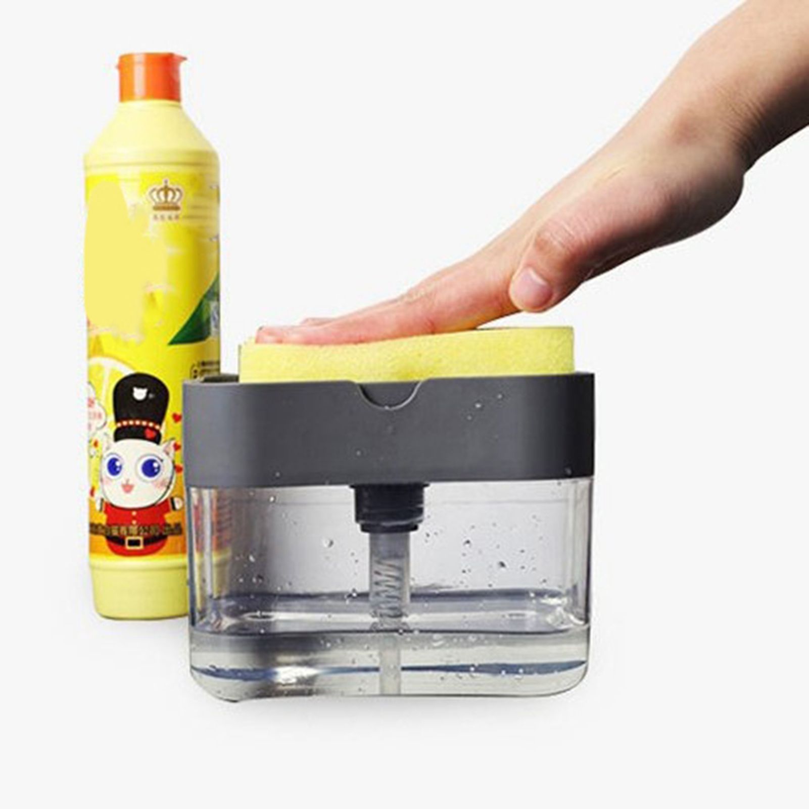 Dish Soap Dispenser Press Design Automatically Liquid Dispenser Box Sponge view 5