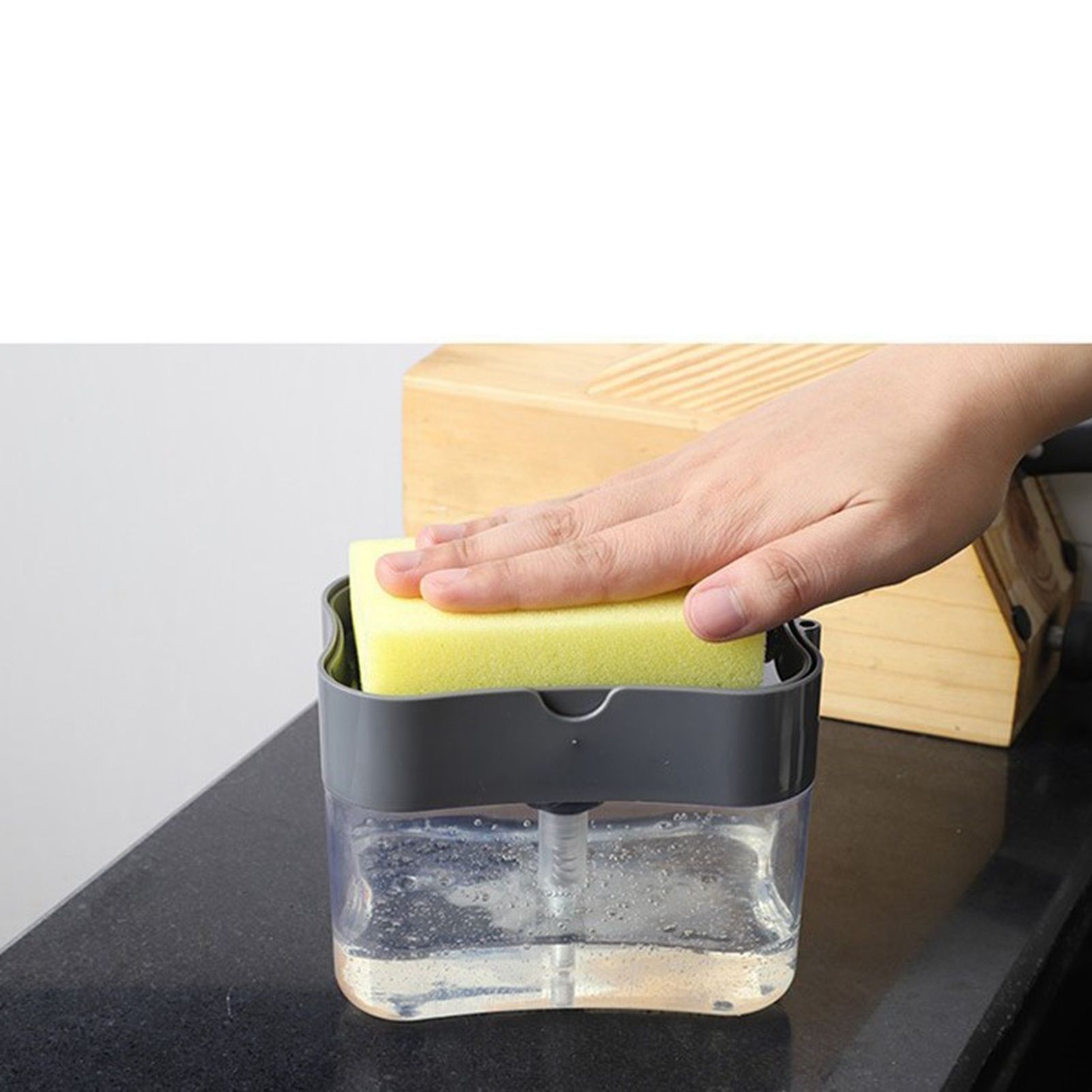 Dish Soap Dispenser Press Design Automatically Liquid Dispenser Box Sponge view 7