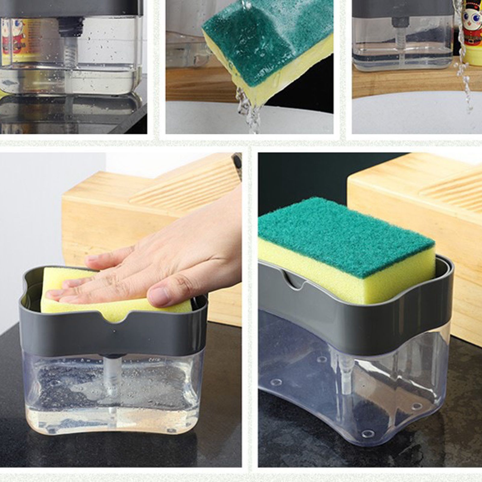 Dish Soap Dispenser Press Design Automatically Liquid Dispenser Box Sponge view 14