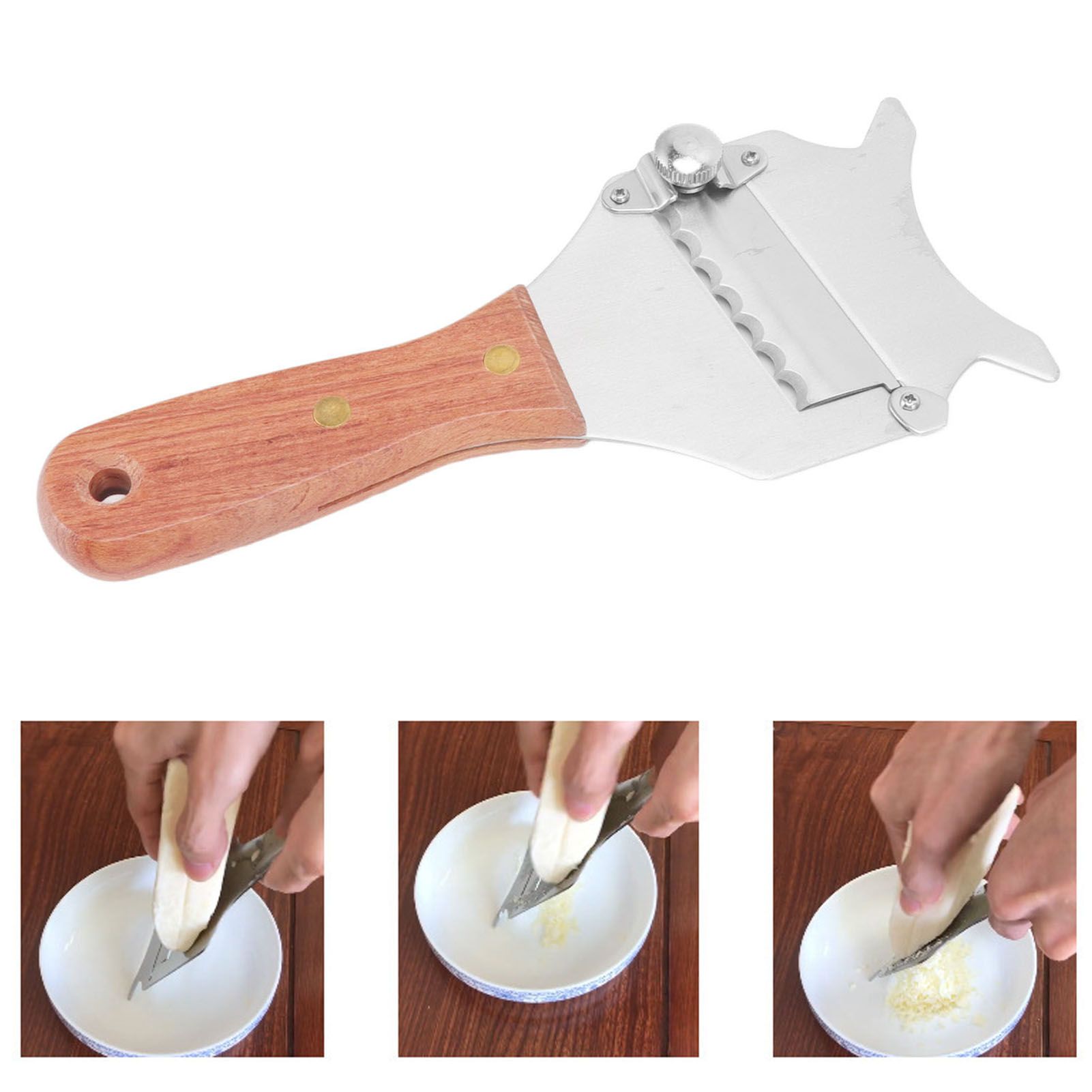 Truffle Grater Wavy Blade Wooden Handle Stainless Steel Hand Plane Cheese view 12