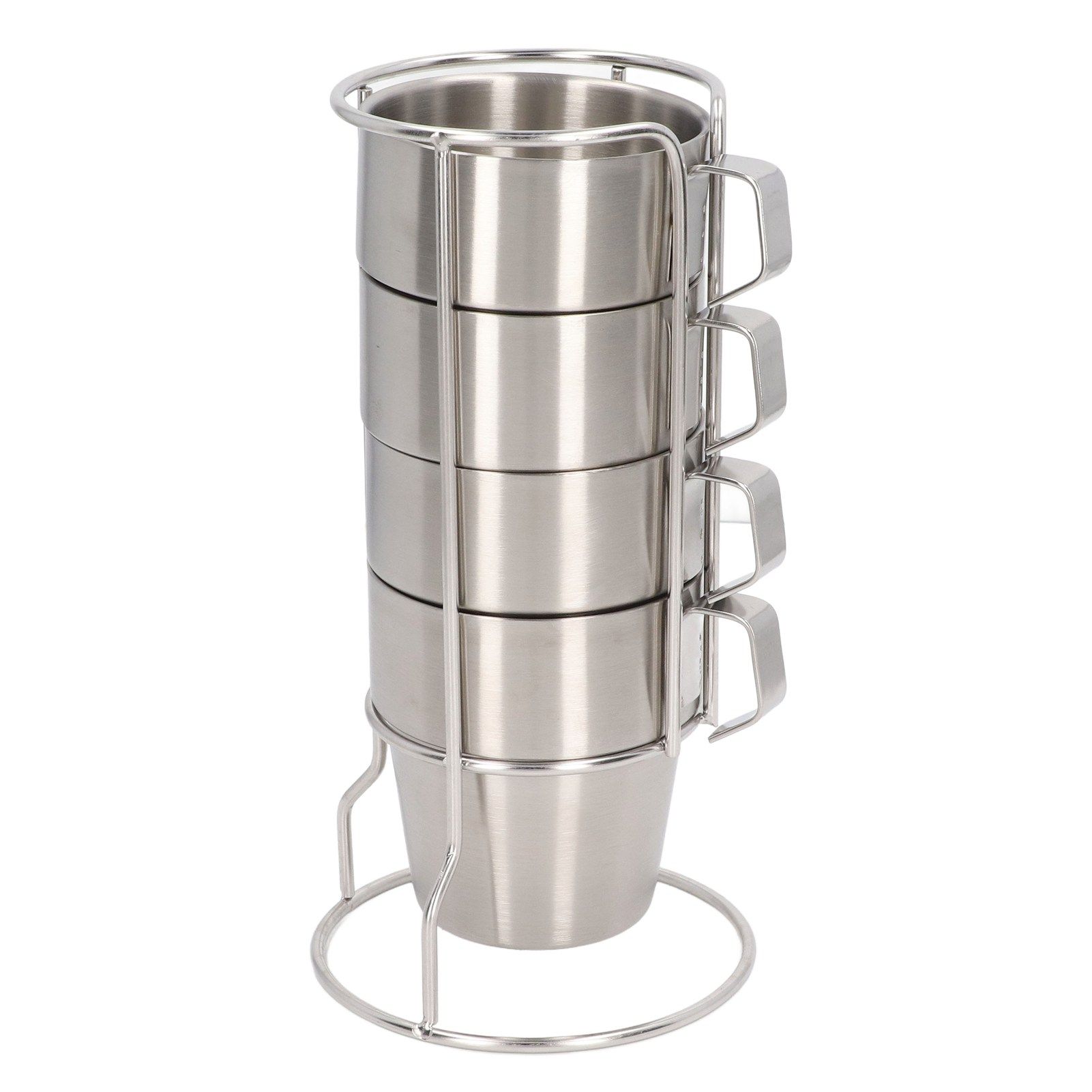 Stainless Steel Camping Cup Set of 4 Double Layer Coffee Mugs with Stand view 3