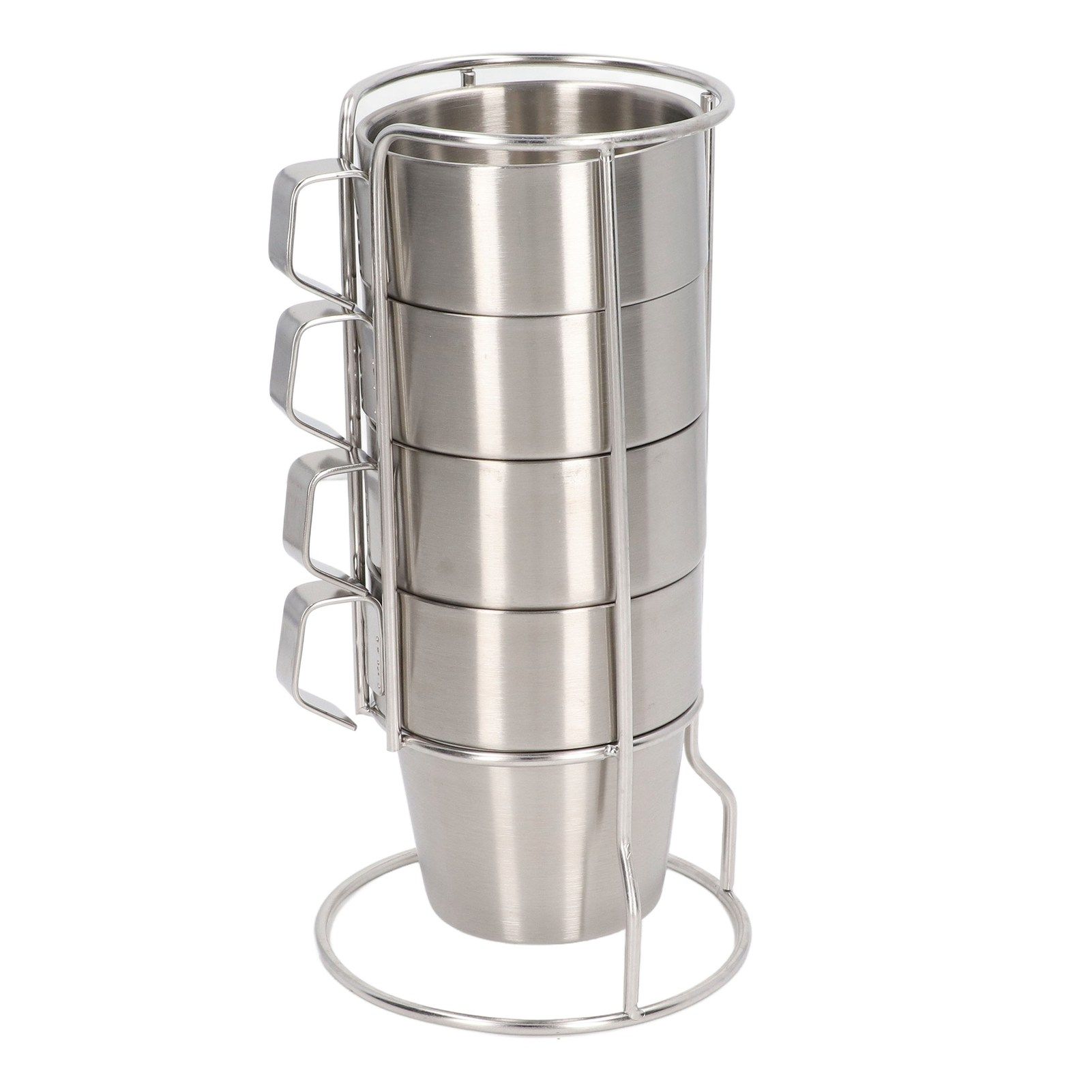 Stainless Steel Camping Cup Set of 4 Double Layer Coffee Mugs with Stand view 6