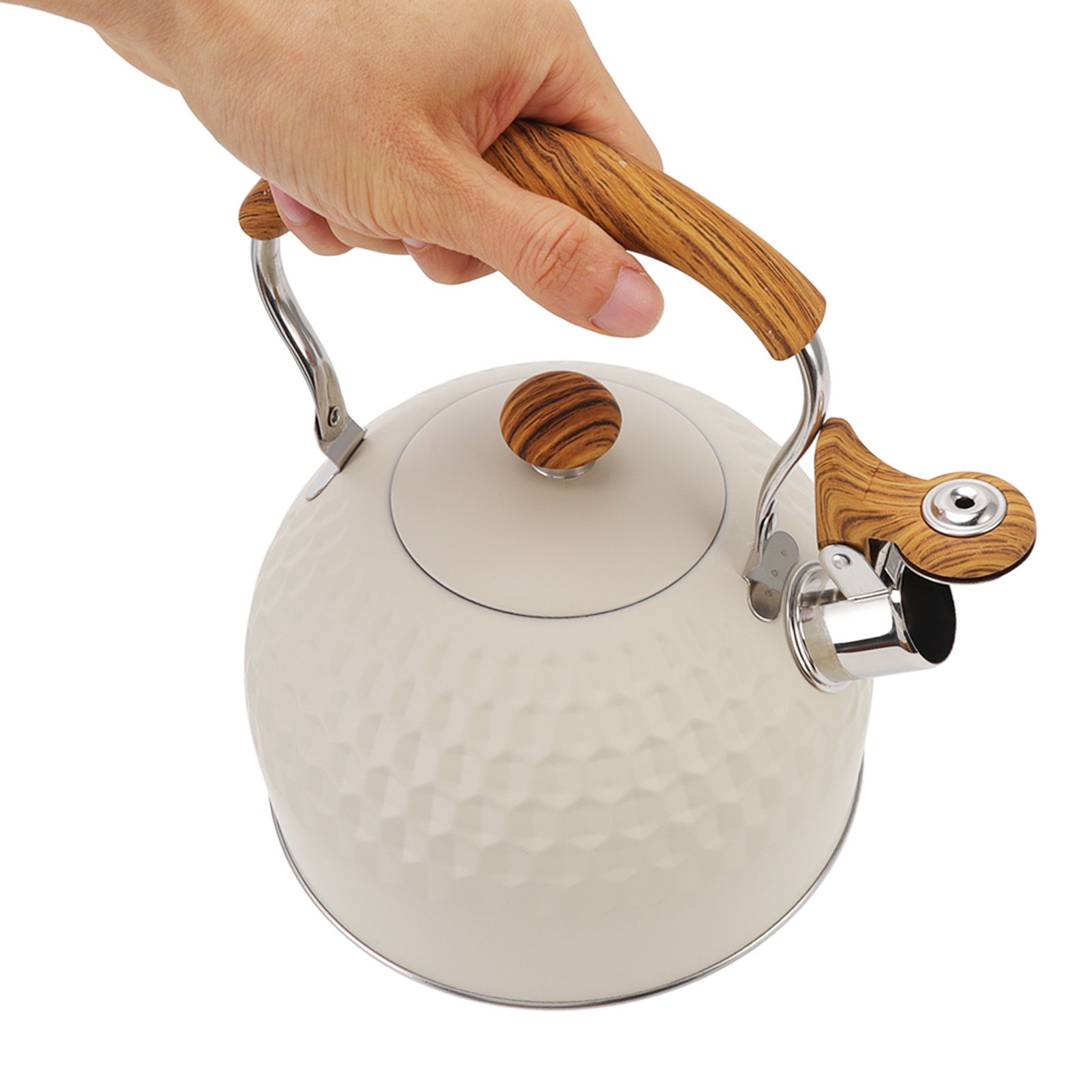 Whistling Kettle 2.5L Stainless Steel Efficient Uniform Heating Stovetop view 10