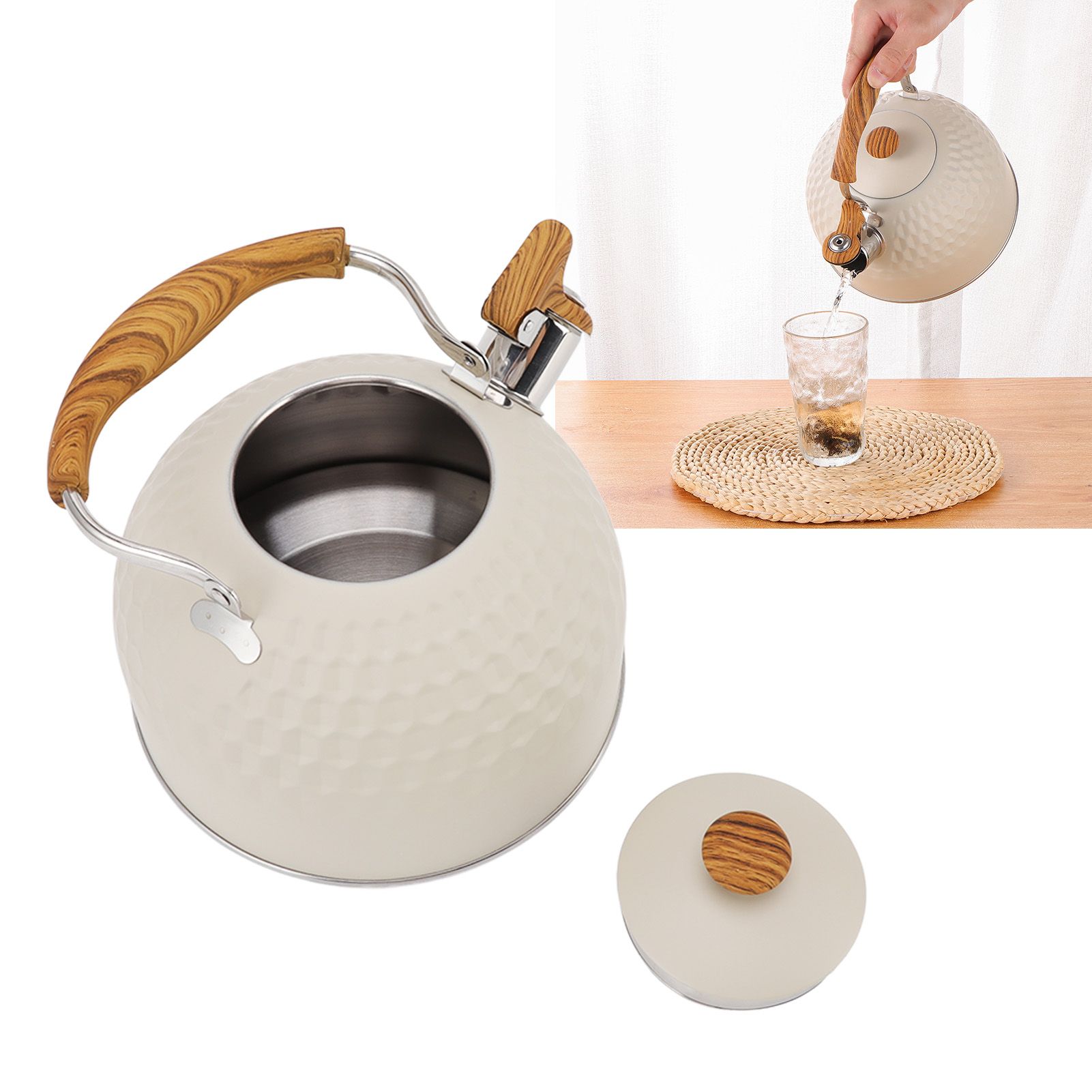 Whistling Kettle 2.5L Stainless Steel Efficient Uniform Heating Stovetop view 12