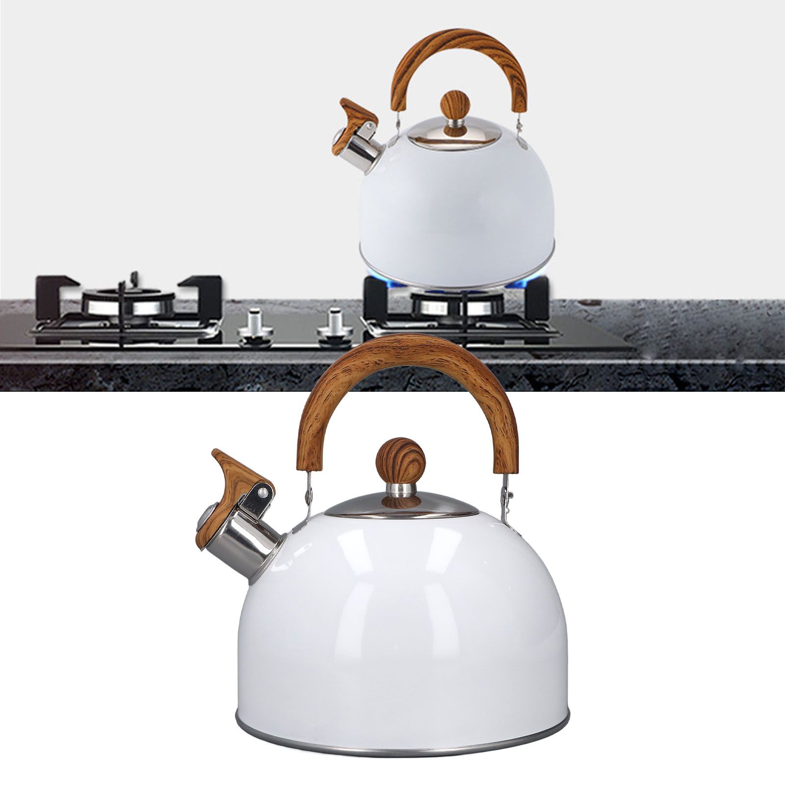 Whistling Kettle 2.5L Capacity White 304 Stainless Steel Fast Heating view 11
