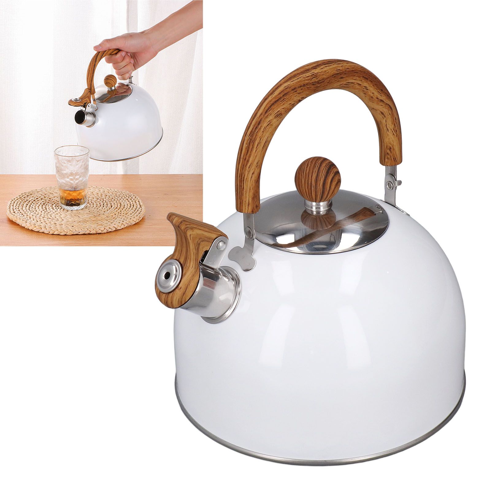 Whistling Kettle 2.5L Capacity White 304 Stainless Steel Fast Heating view 12