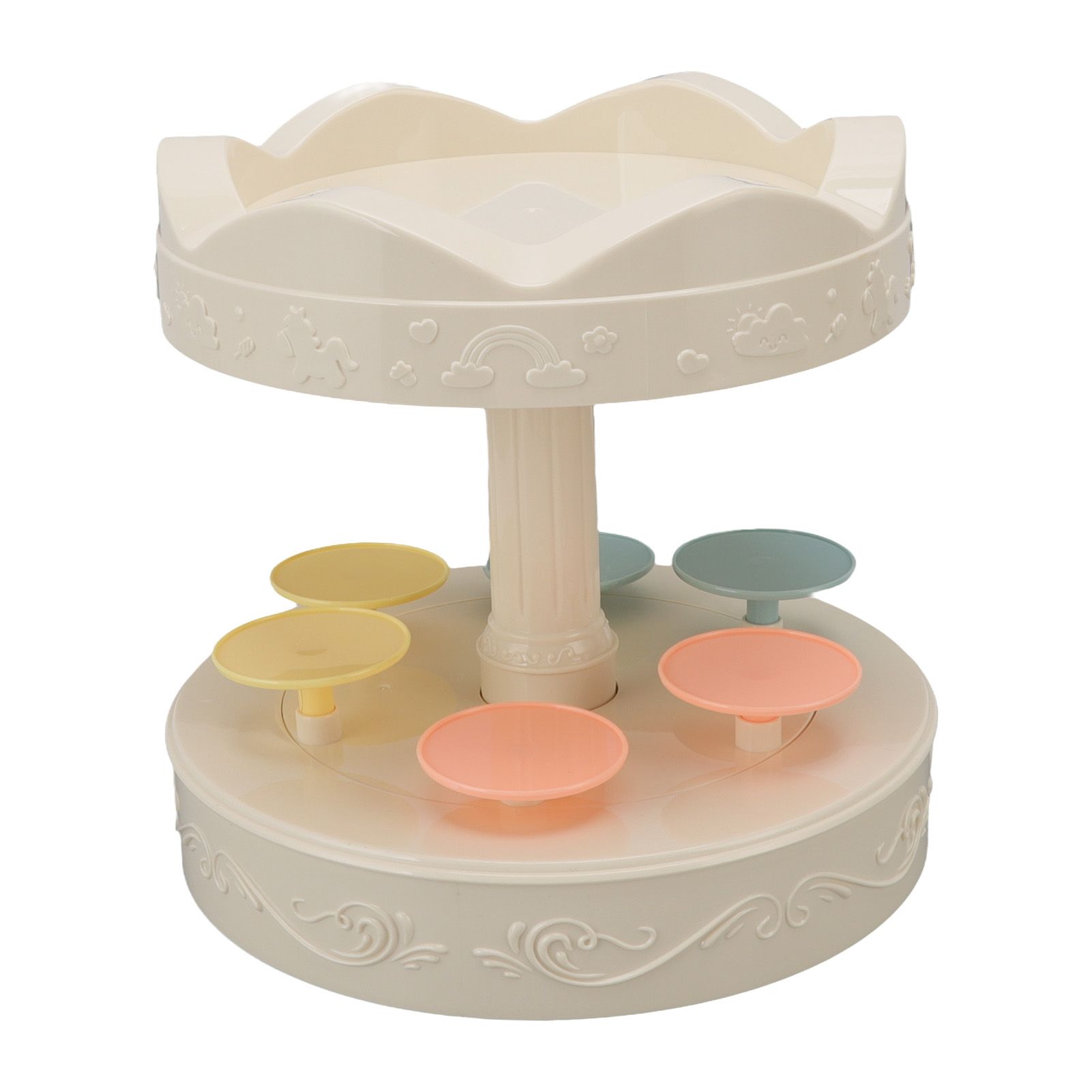 6 Trays 2 Tier Automatic Rotating Dessert Cupcake Display Table Swing Tray view 6