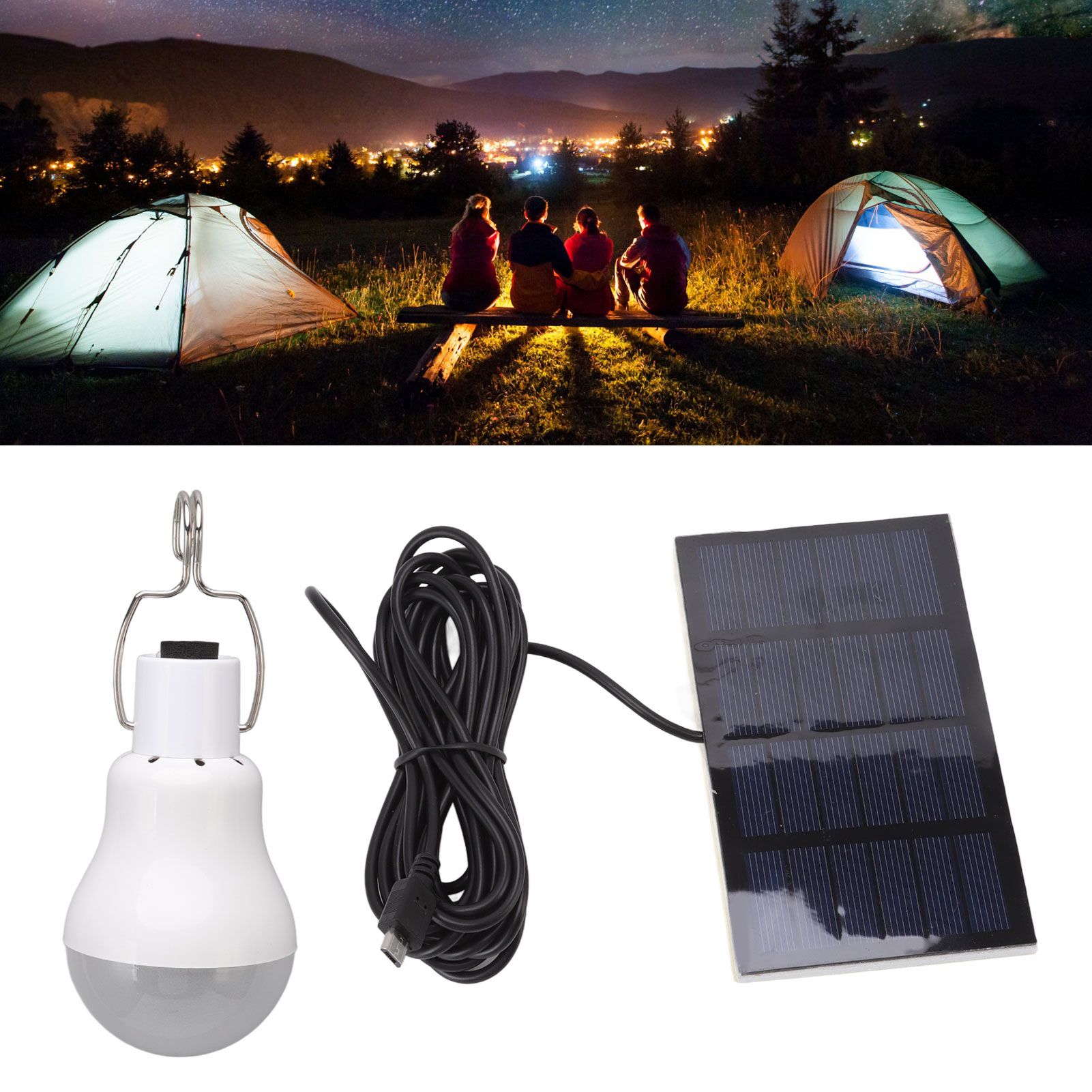 Portable Solar LED Light Bulb Rechargeable Solar Light Bulb for Outdoor Hiking view 12