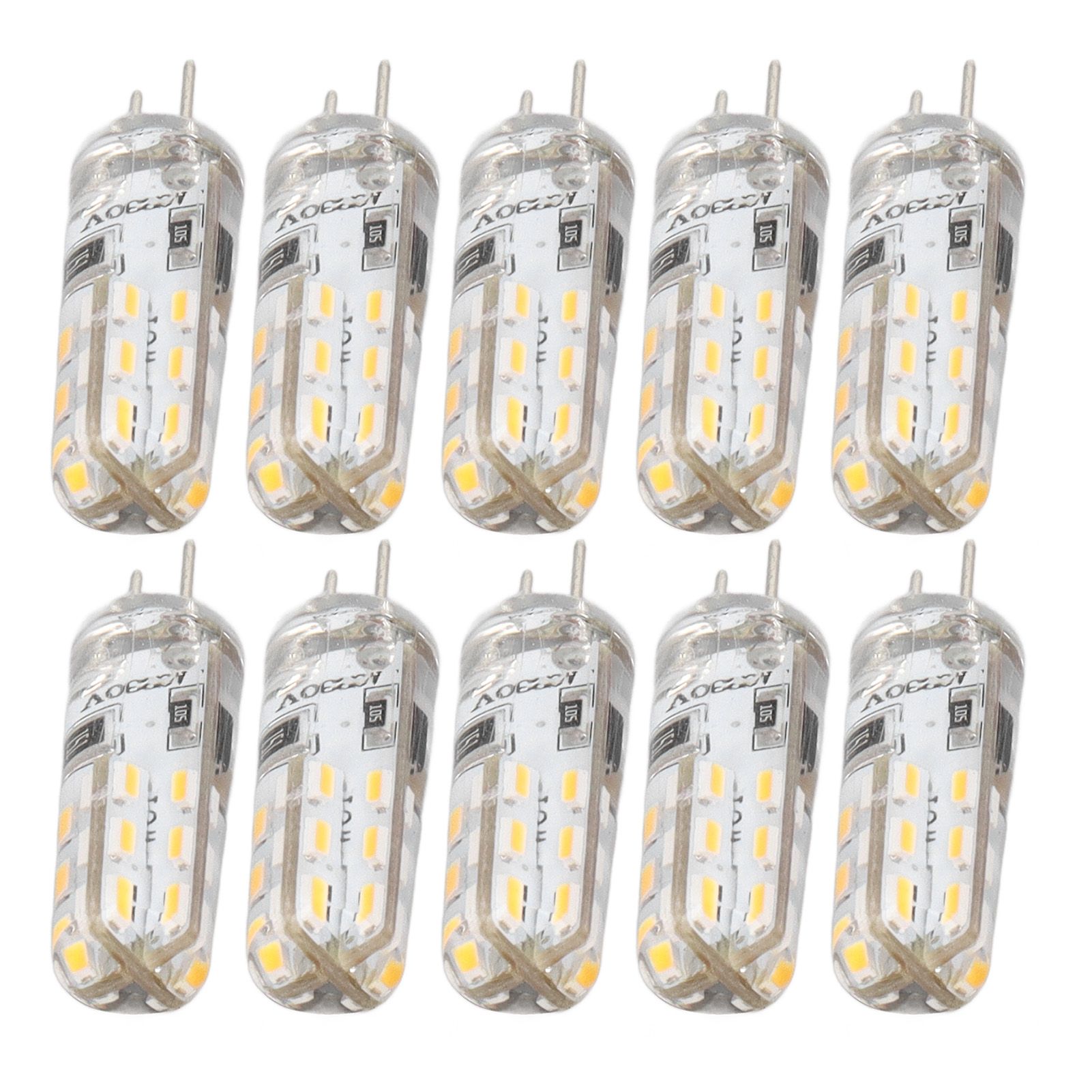 10 Pcs G4 LED Bulbs Bi Pin Base Silicone Warm White 3000K 1.5W AC220V 110LM view 4