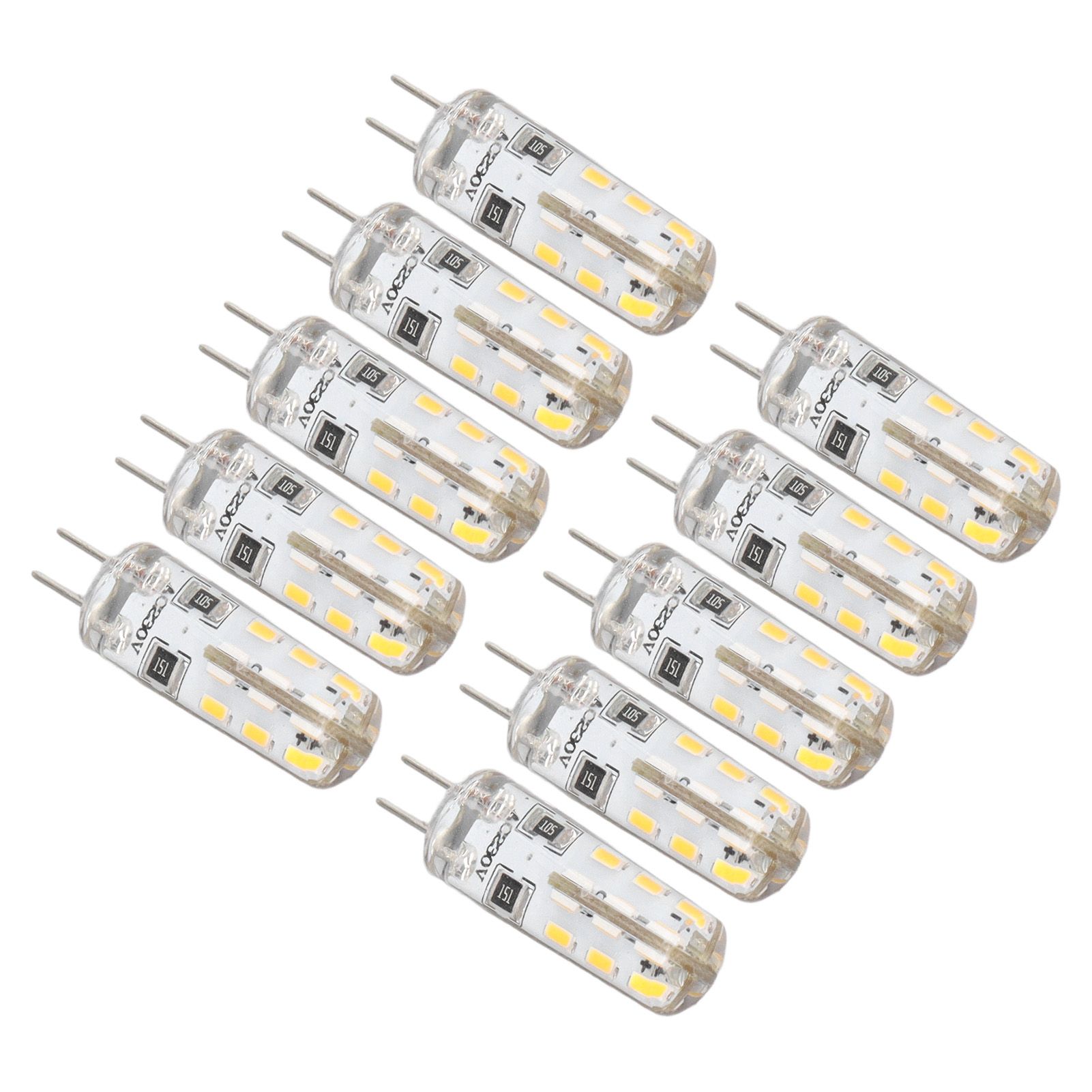 10 Pcs G4 LED Bulbs Bi Pin Base Silicone Warm White 3000K 1.5W AC220V 110LM view 5