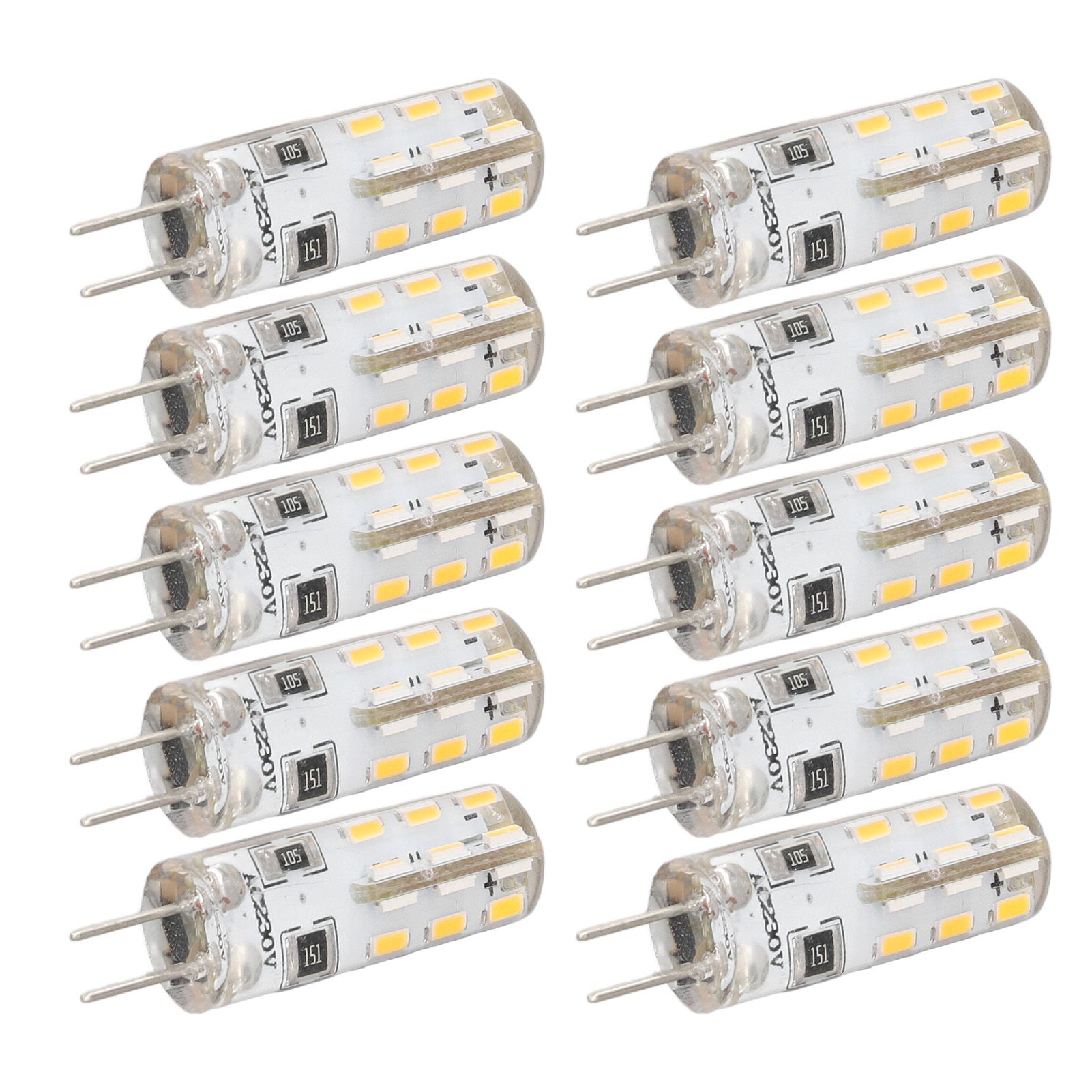 10 Pcs G4 LED Bulbs Bi Pin Base Silicone Warm White 3000K 1.5W AC220V 110LM view 10