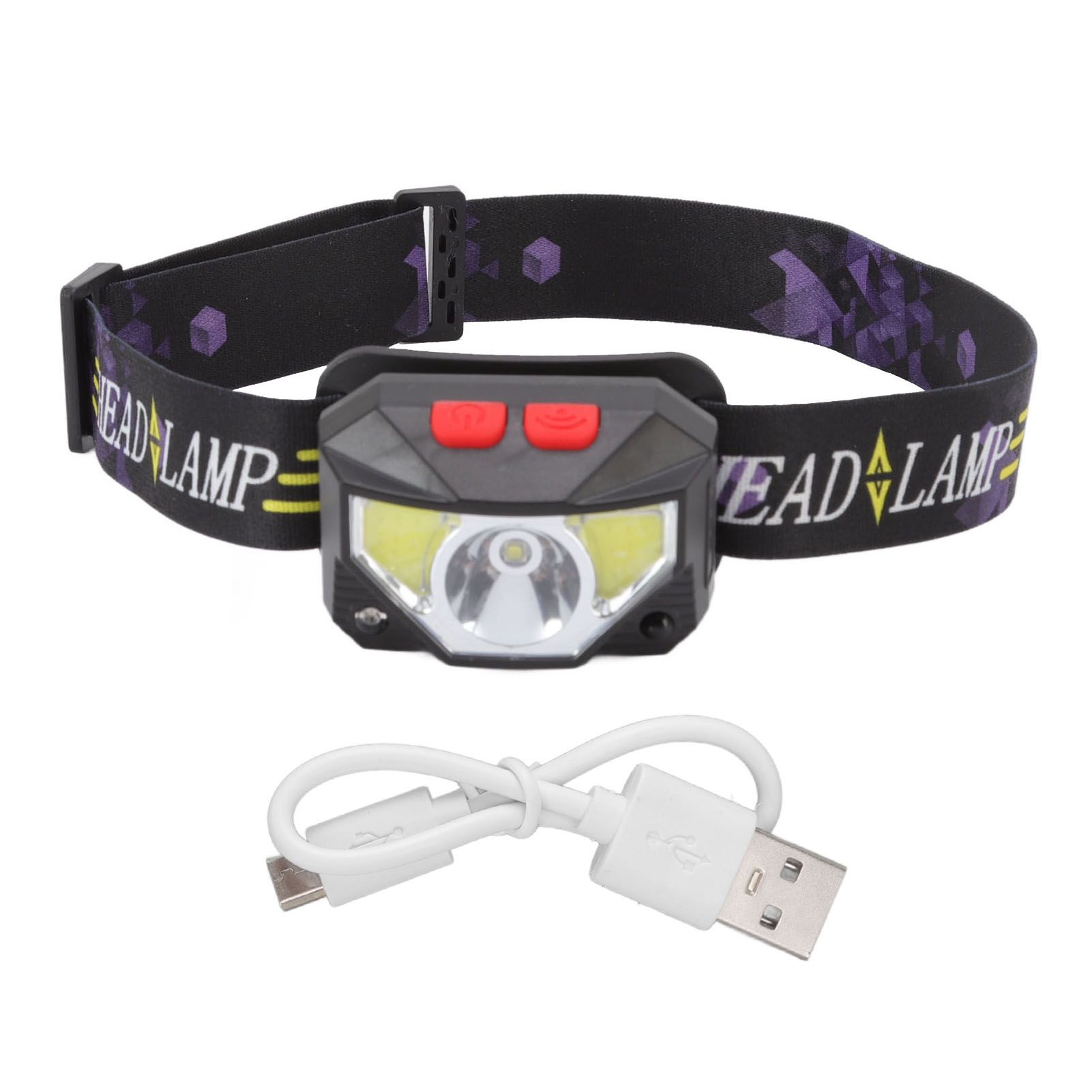 LED Outdoor Headlamp ABS Mini Multifunction USB Charging COB Sensor Head
