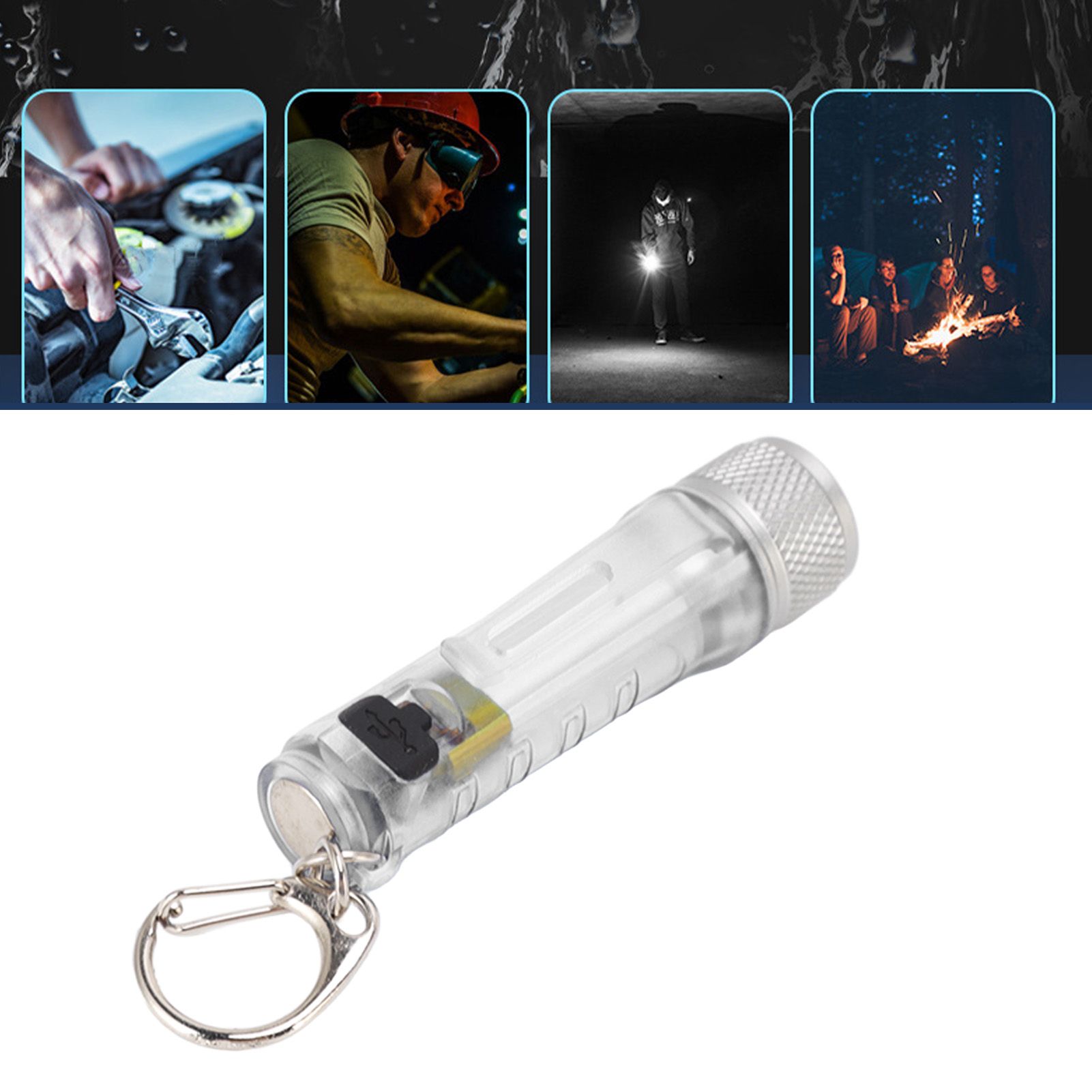 Keychain Flashlight Long Range Super Bright LED Flashlight USB Rechargeable view 12