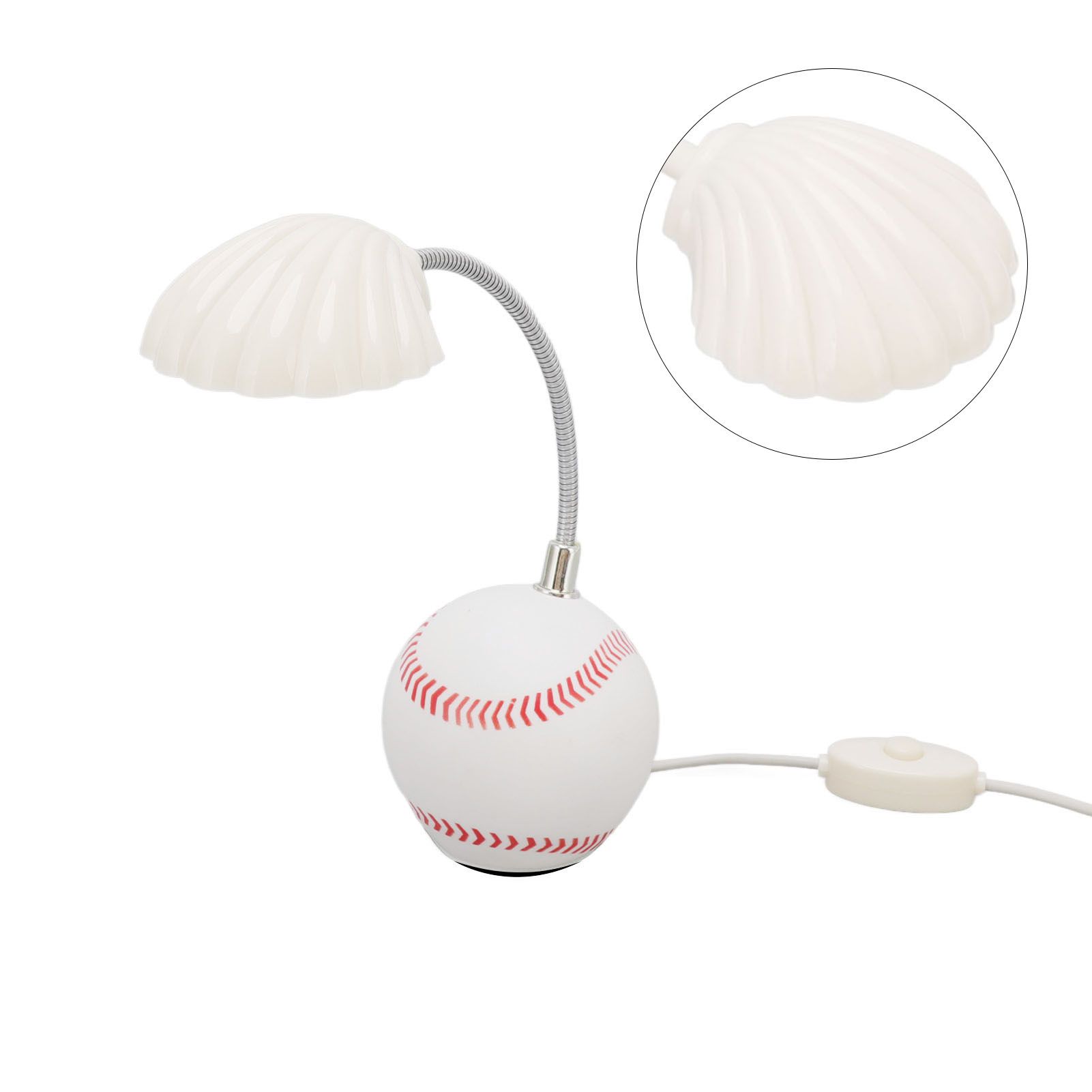 LED Table Lamp Baseball Base Seashell Shape Light Head Soft Light Portable USB view 10