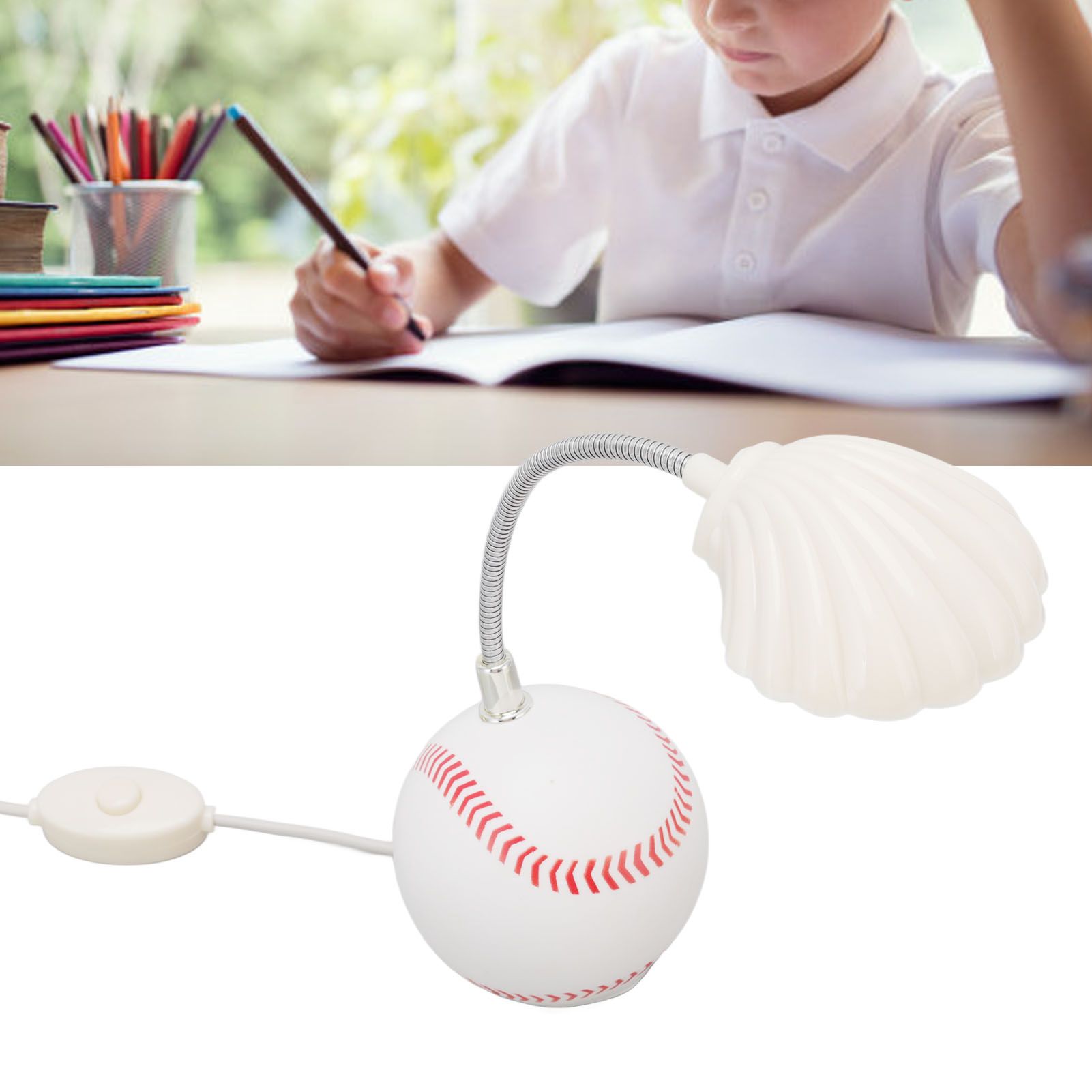 LED Table Lamp Baseball Base Seashell Shape Light Head Soft Light Portable USB view 11