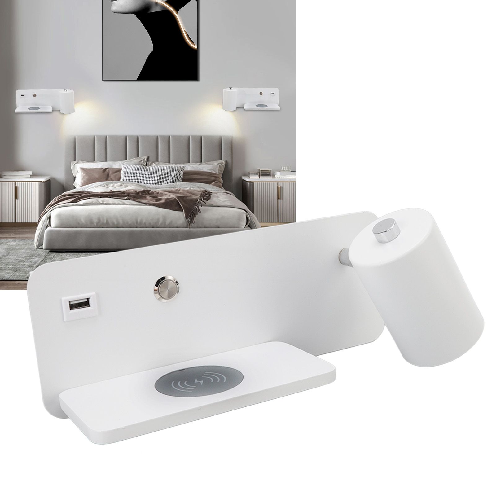 LED Wall Light USB Interface Wireless Charging LED Wall Lamp for Living Room view 11