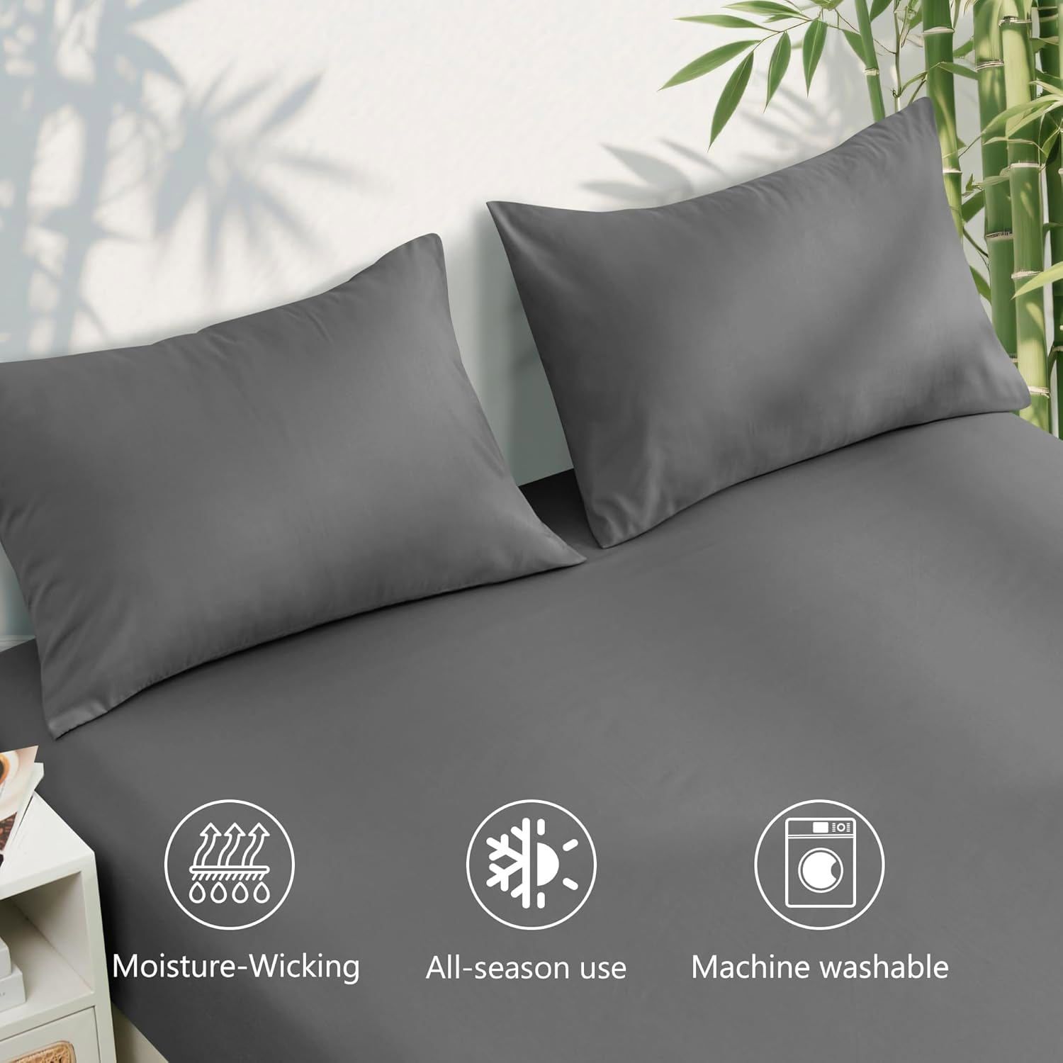 3 Piece Ultra Soft Bamboo Breathable Sheet Set -Hotel 2000TC Breathable Bed view 3