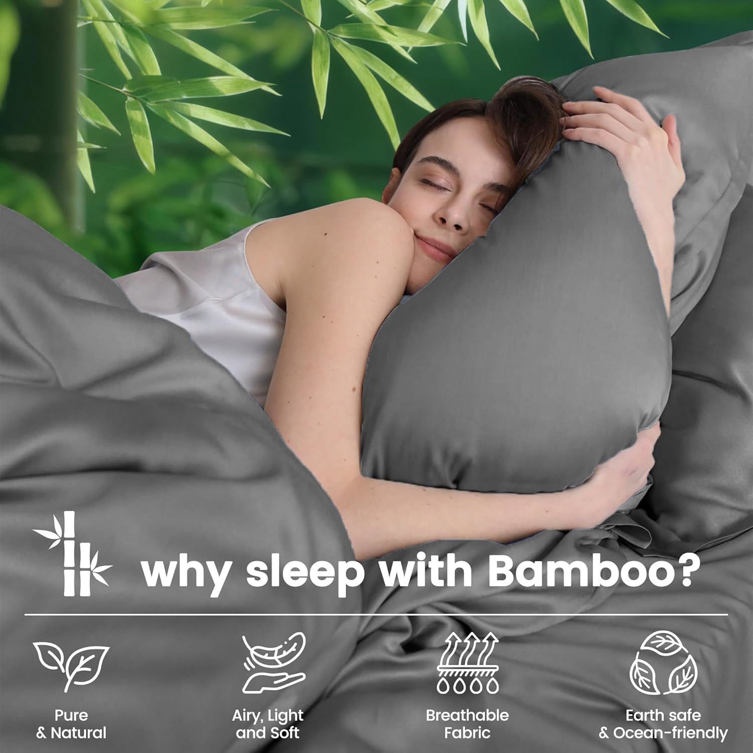 3 Piece Ultra Soft Bamboo Breathable Sheet Set -Hotel 2000TC Breathable Bed view 4