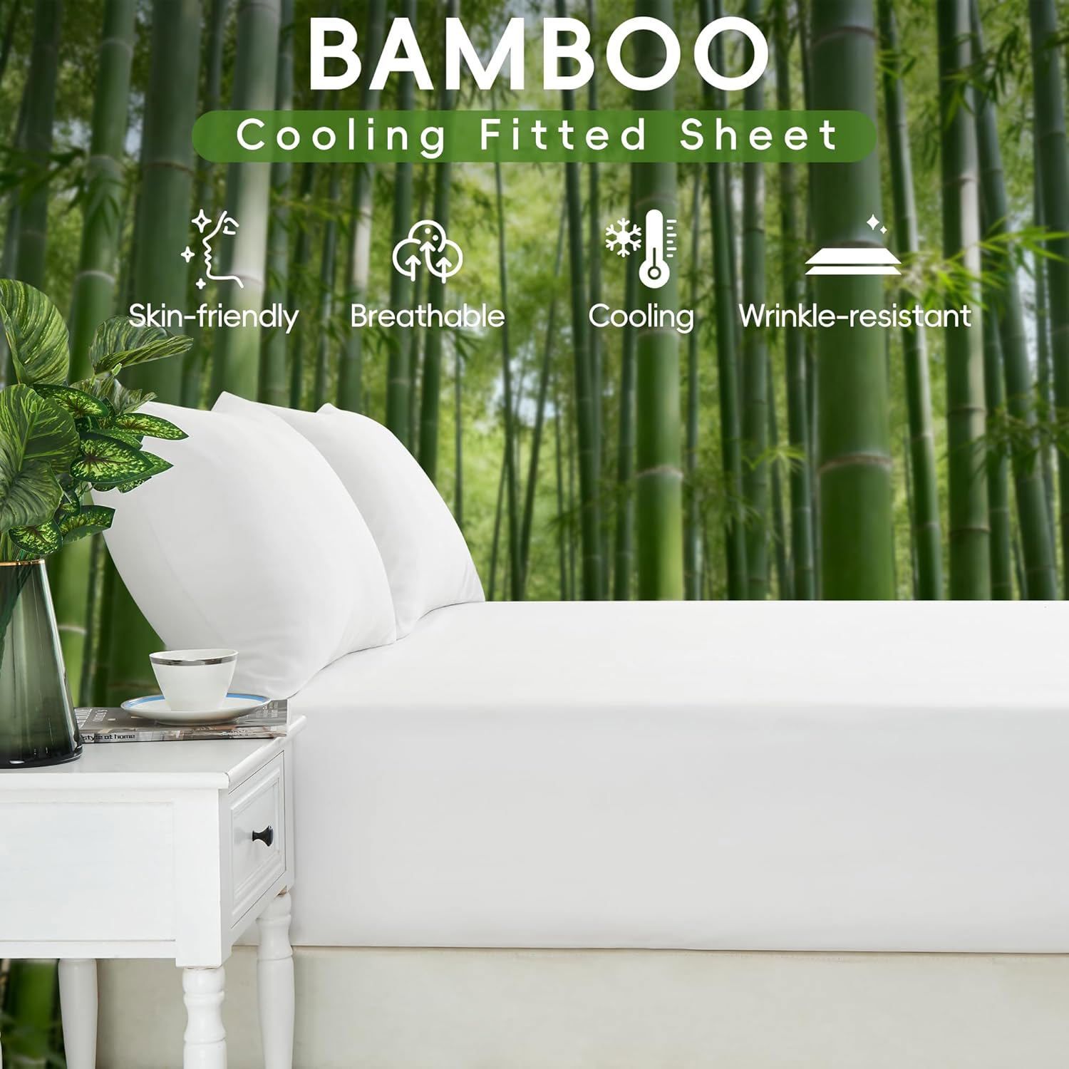 4 Piece Ultra Soft Bamboo Breathable Sheet Set -Hotel 2000TC Breathable Bed view 3