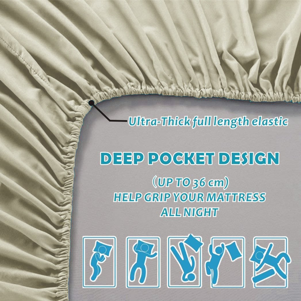 Hotel Quality Fitted Sheet - 1 Piece Fitted Sheet -Breathable Bedding - Wrinkle view 5