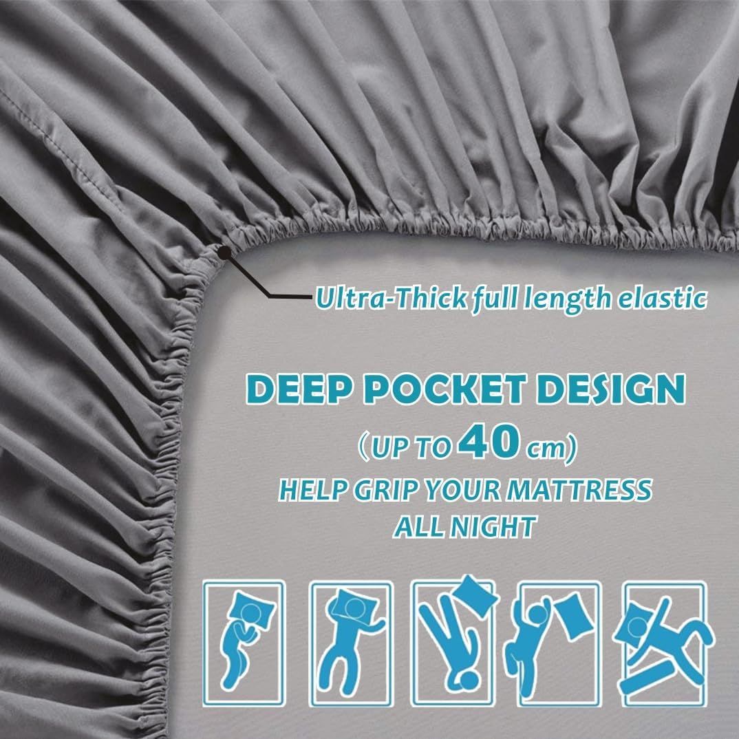 Hotel Quality Fitted Sheet - 1 Piece Fitted Sheet -Breathable Bedding - Wrinkle view 4