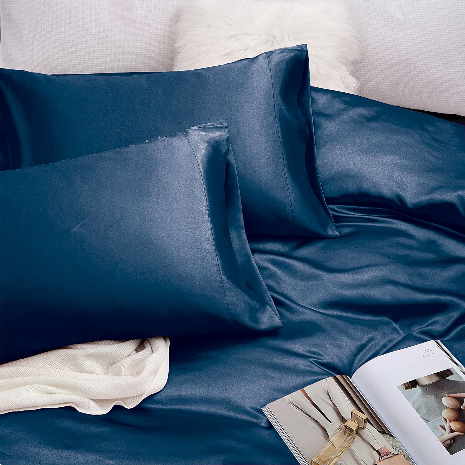 Art Silk Satin Sheet Set Hotel 4 Pieces Fitted/Flat Sheet Bedding Set-Luxury view 5