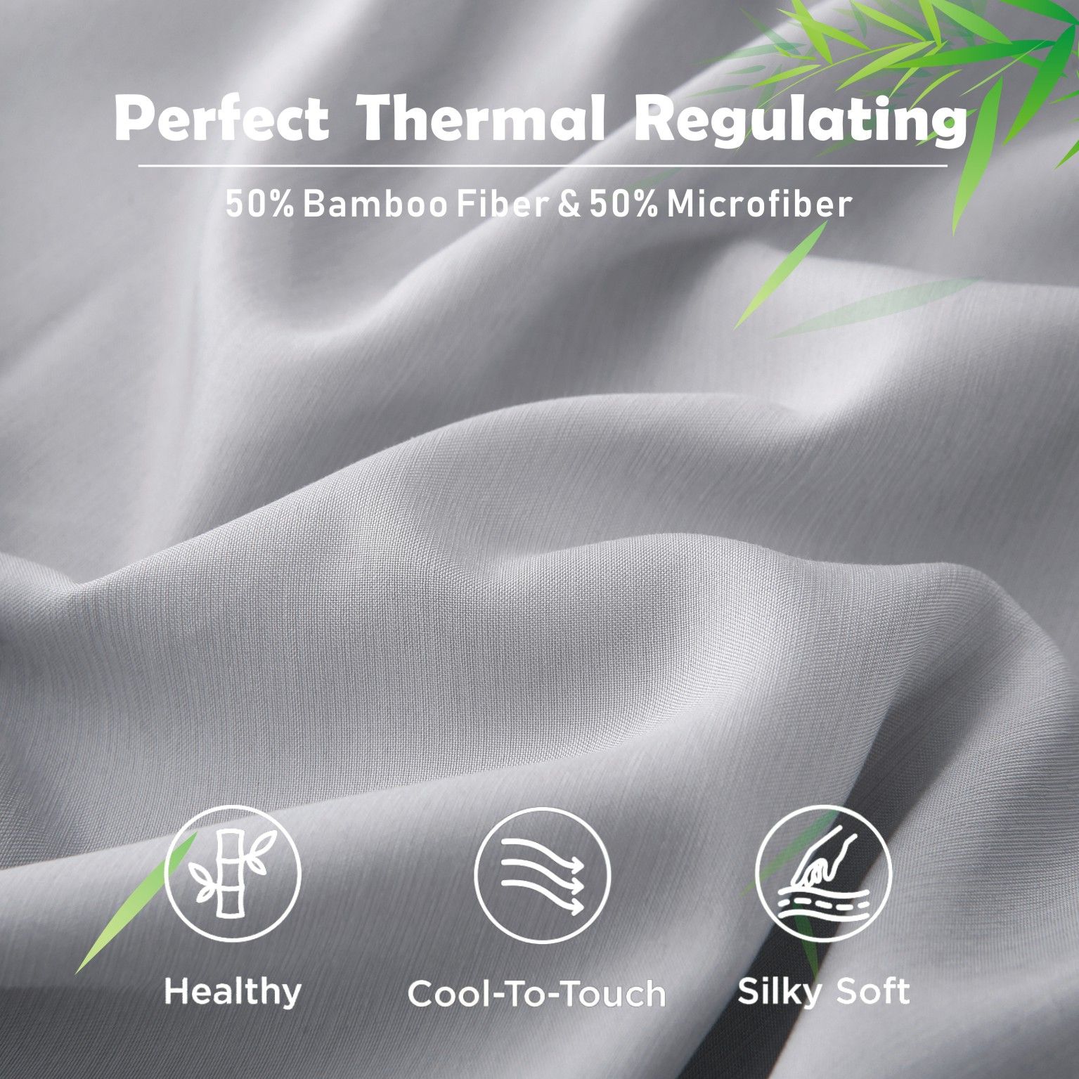 3 Piece Hotel Bamboo Cooling Fitted Sheet Set & Pillowcase -Ultra Soft 2000TC view 3